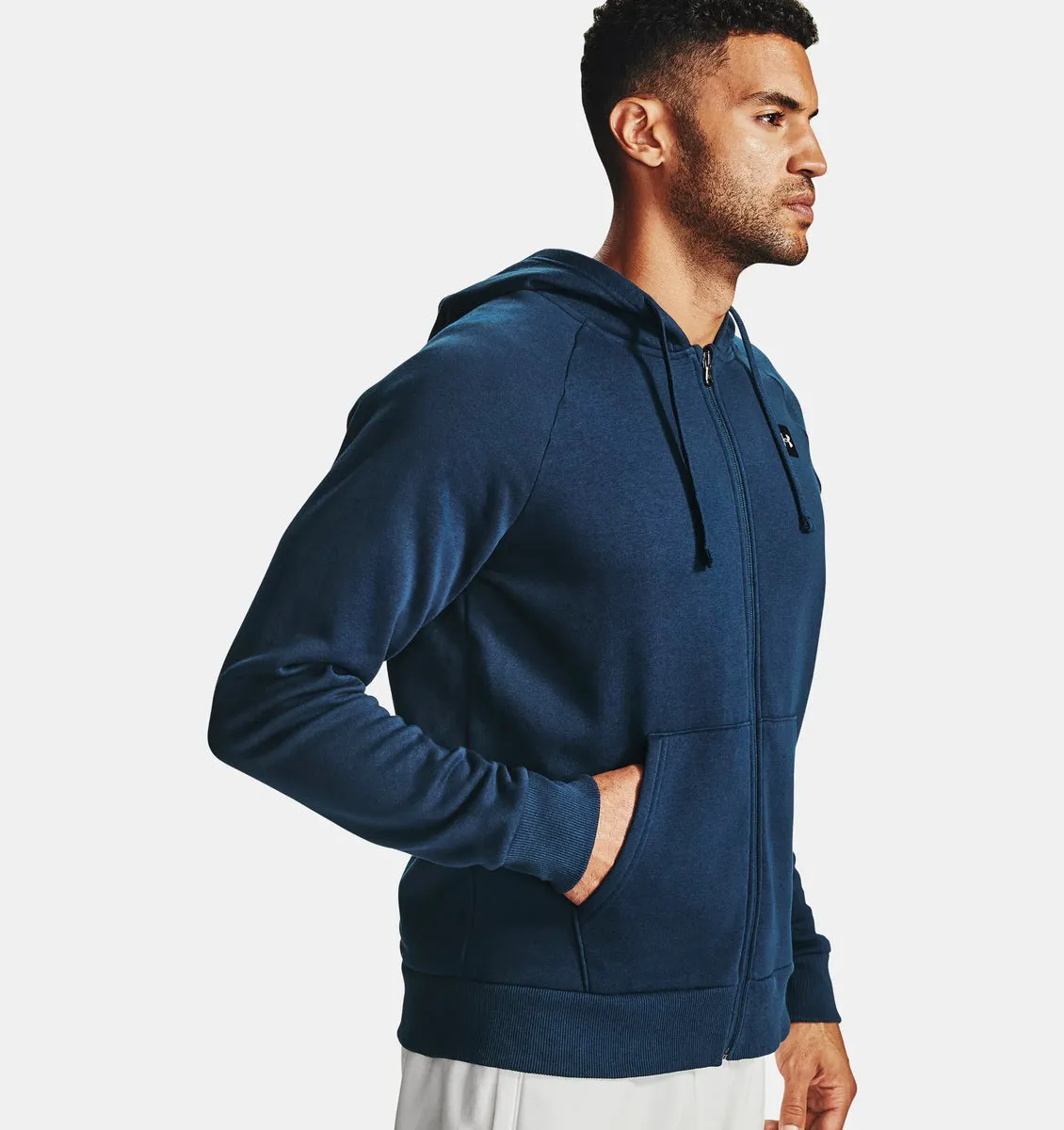 Men's | Under Armour | 1357111-408 | Rival Fleece FZ Hoodie | Academy / Onyx White