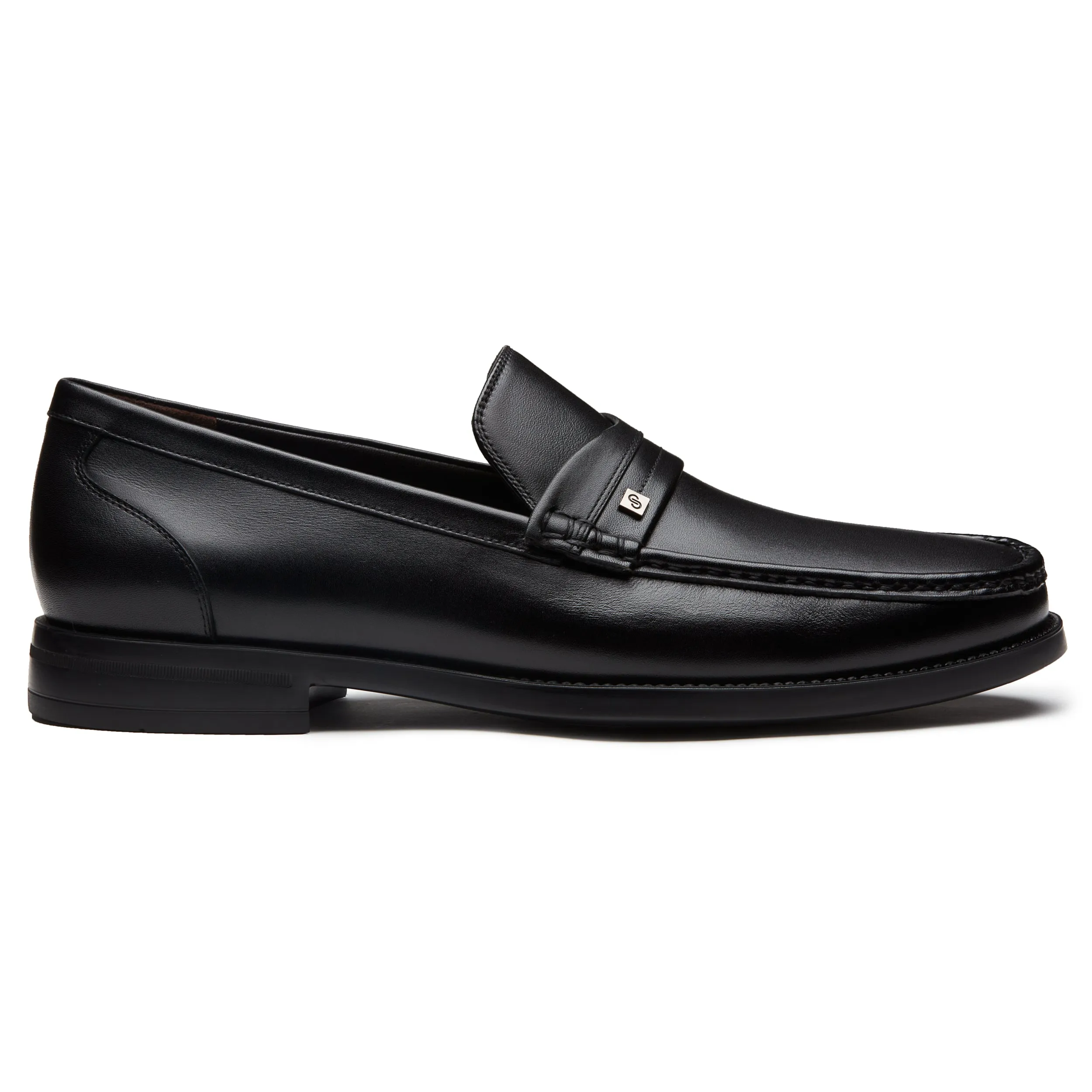 Mens black classic leather loafers shoes