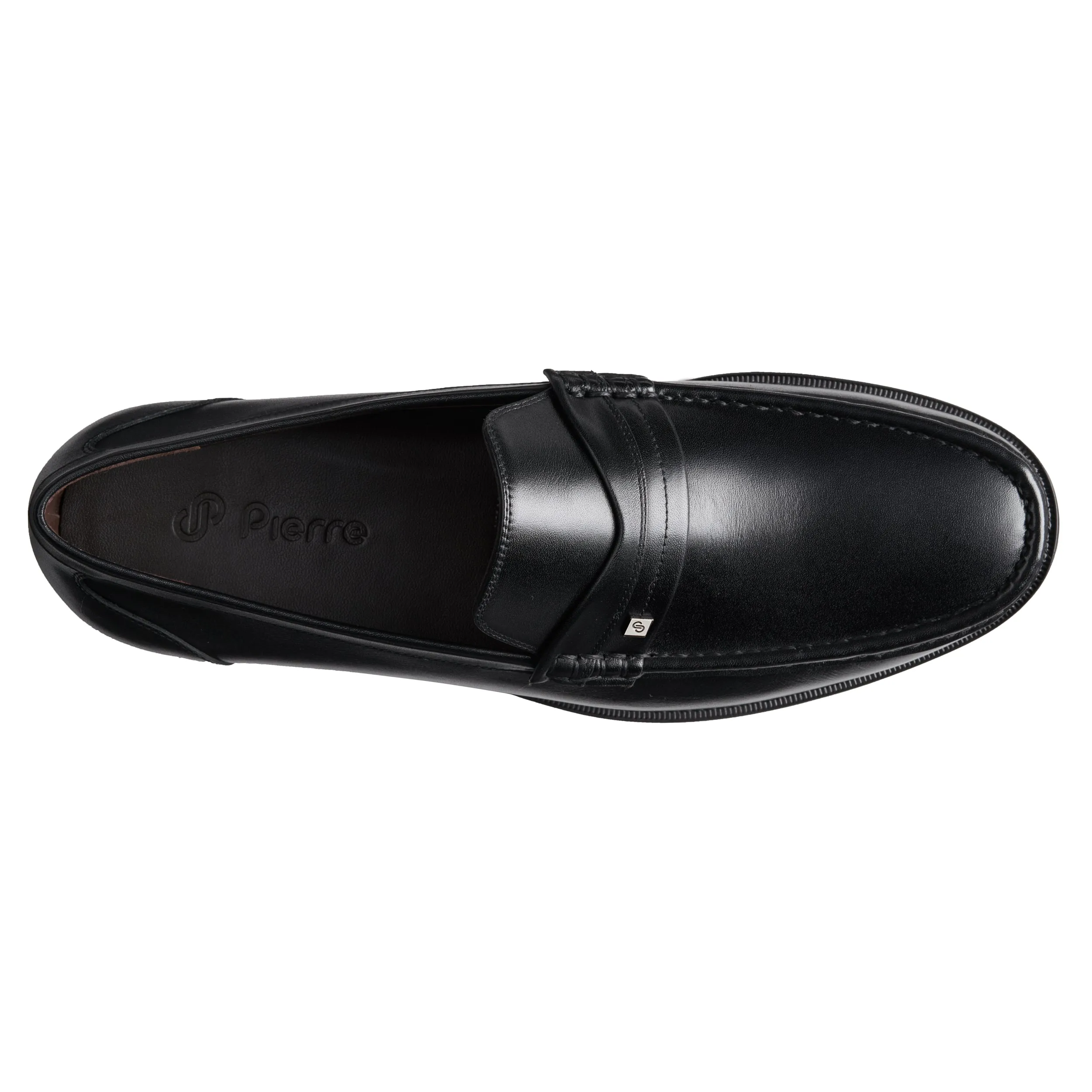 Mens black classic leather loafers shoes