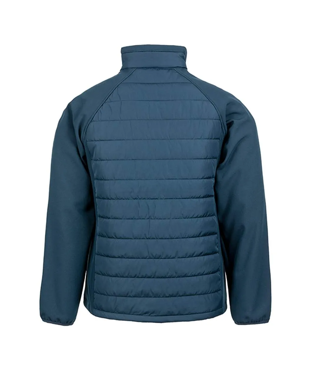 Mens black compass padded soft shell jacket navy/royal blue Result