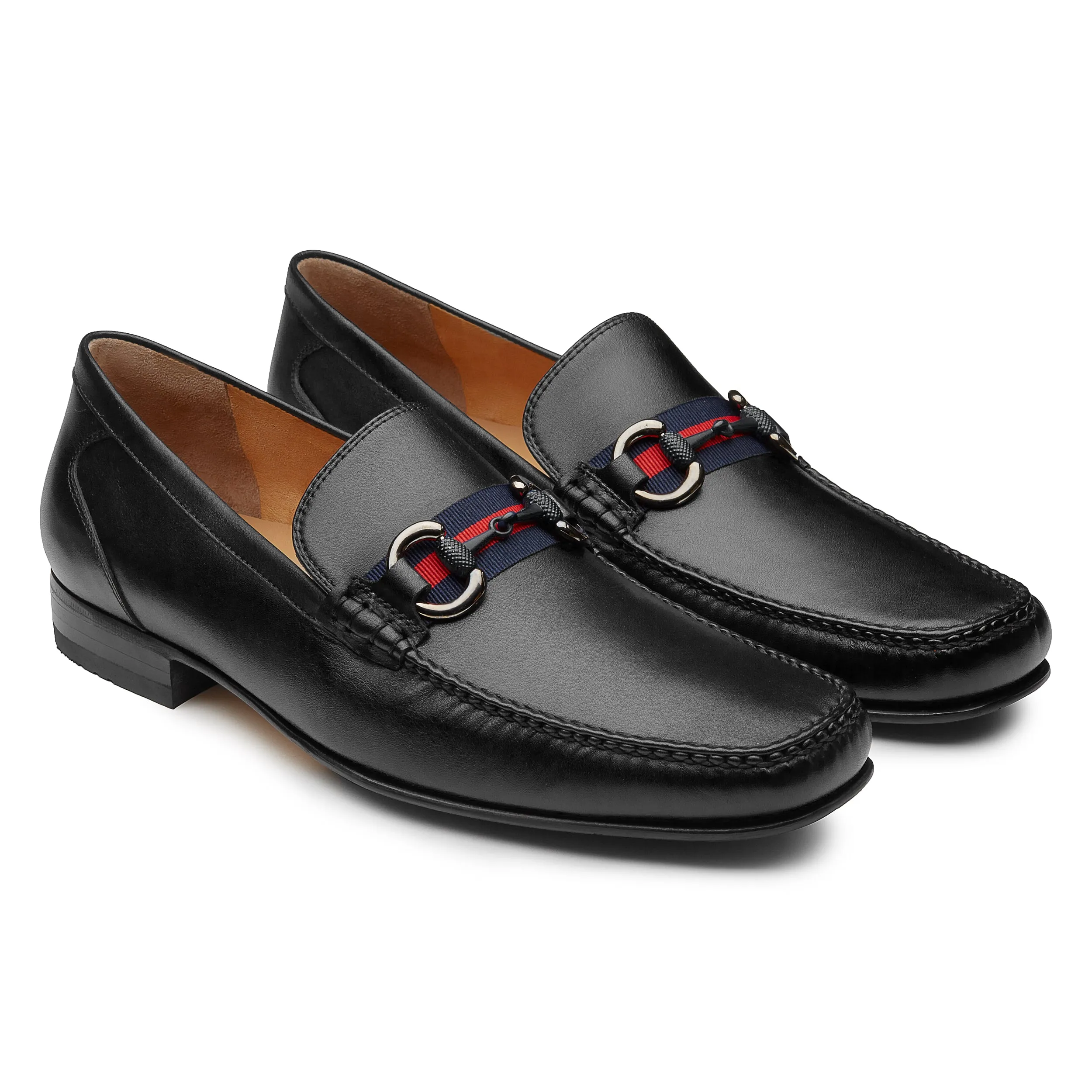 Mens black leather classic loafers