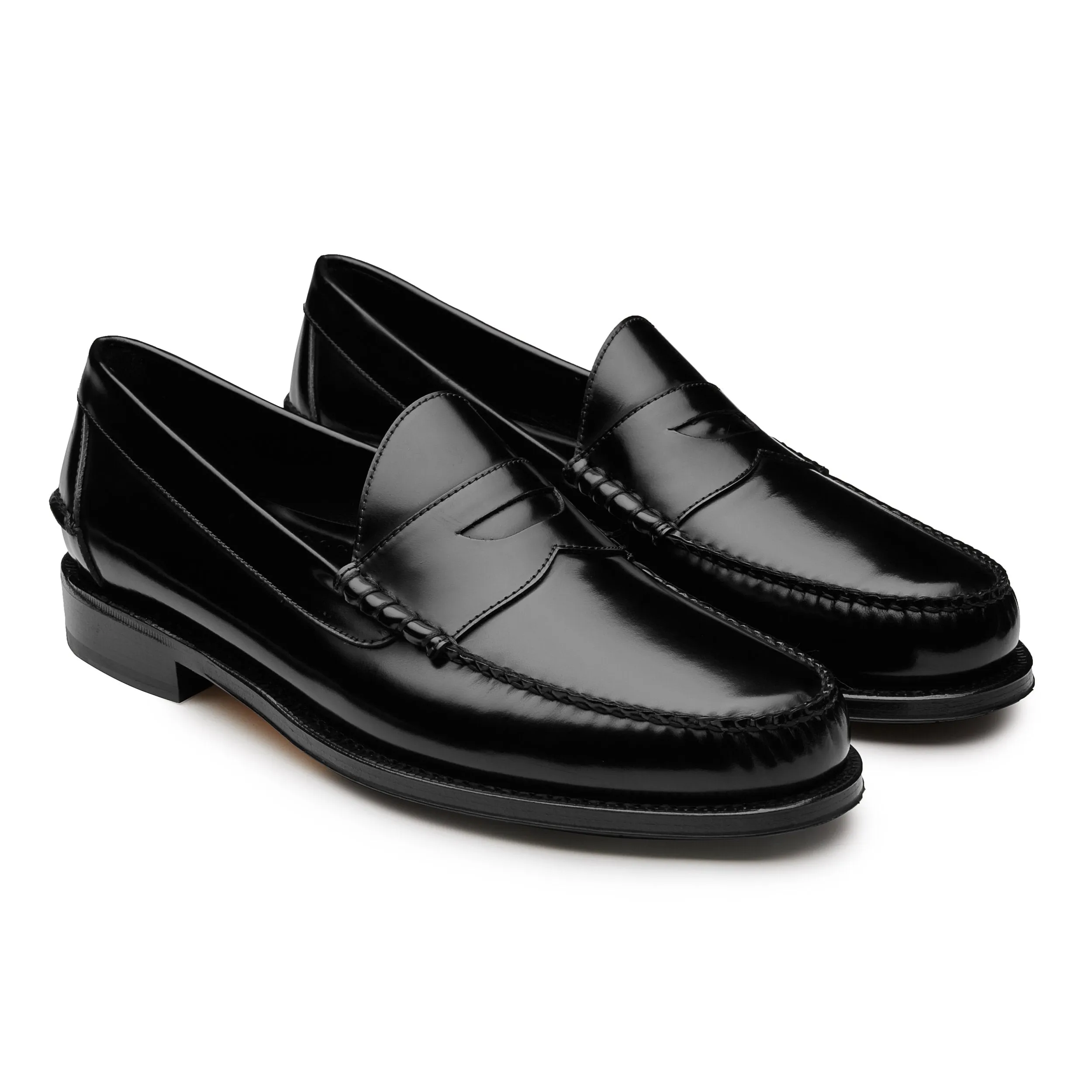 Mens black leather loafers