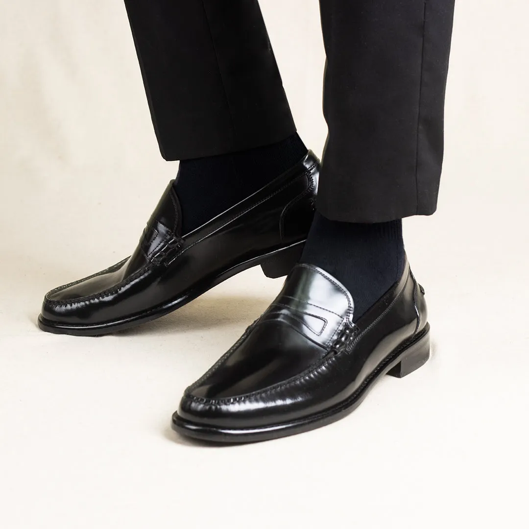 Mens black leather loafers