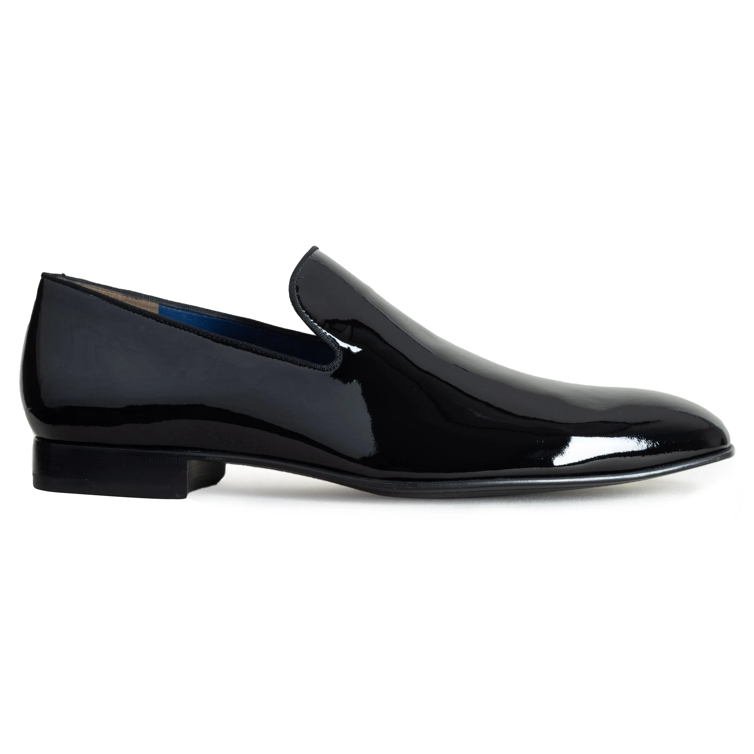 Mens black patent tuxedo-slip on loafers