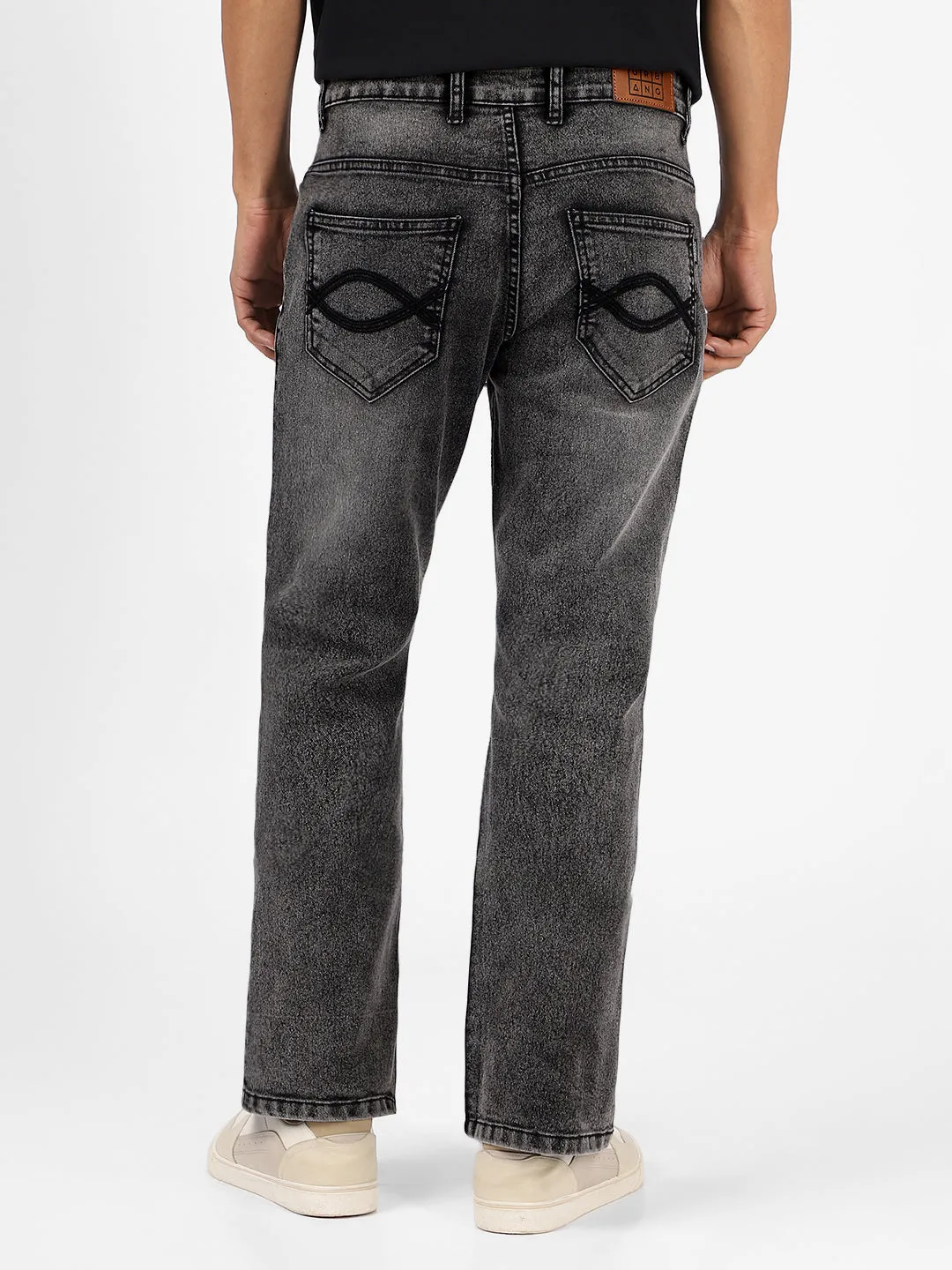 Men's Black Washed Bootcut Jeans Stretchable