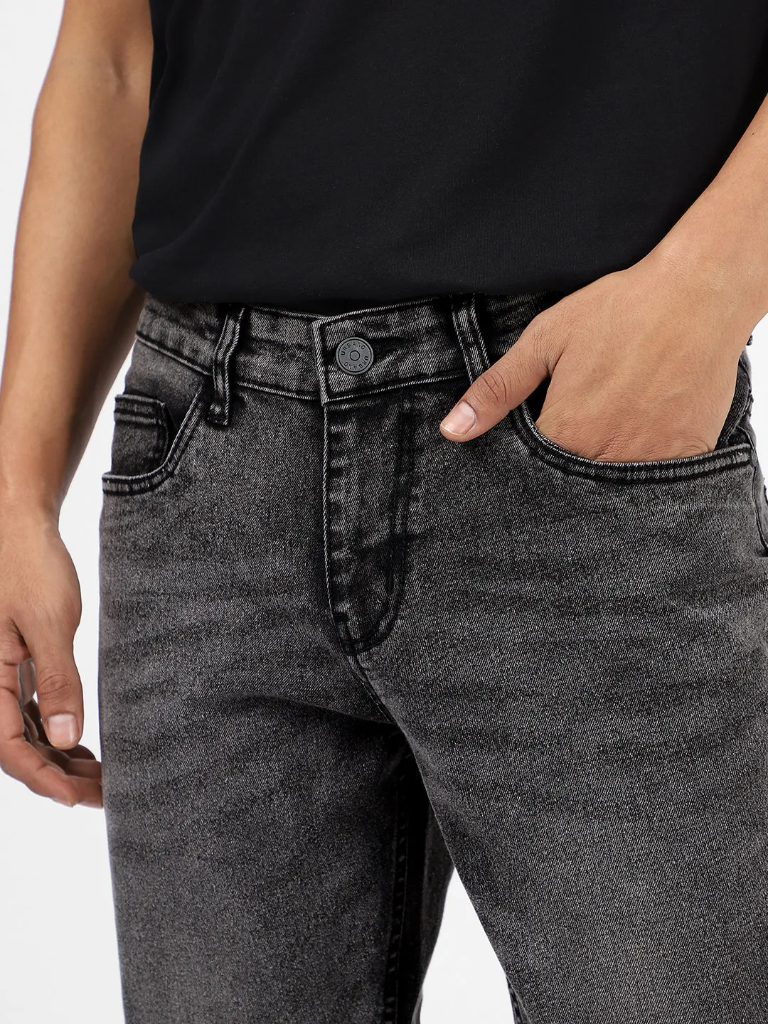 Men's Black Washed Bootcut Jeans Stretchable