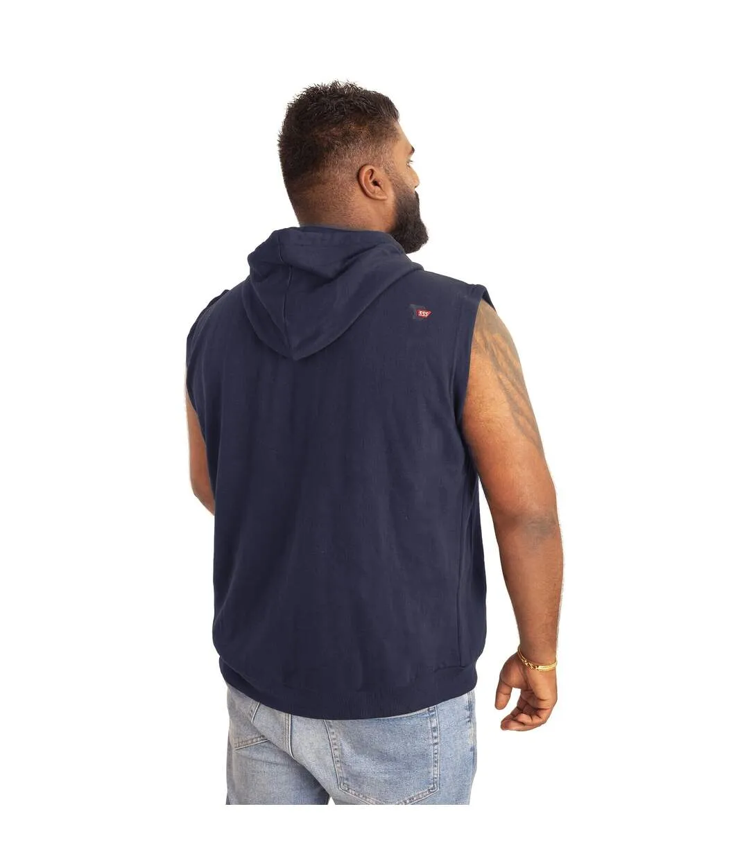 Mens blake d555 kingsize sleeveless full zip hoodie navy Duke