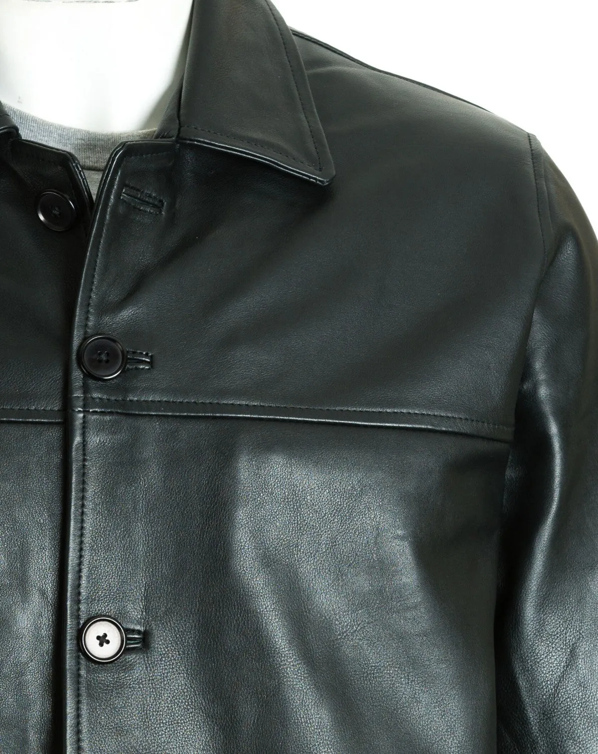 Men's Brown Plus Size Classic Box Style Leather Jacket: Franco