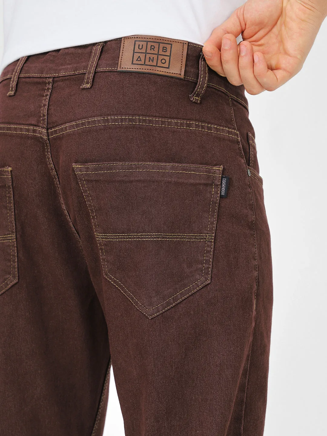 Men's Brown Slim Fit Stretchable Jeans