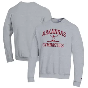 Men's Champion  Gray Arkansas Razorbacks Gymnastics Icon Powerblend Pullover Sweatshirt