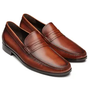 Mens  chestnut penny loafers shoes