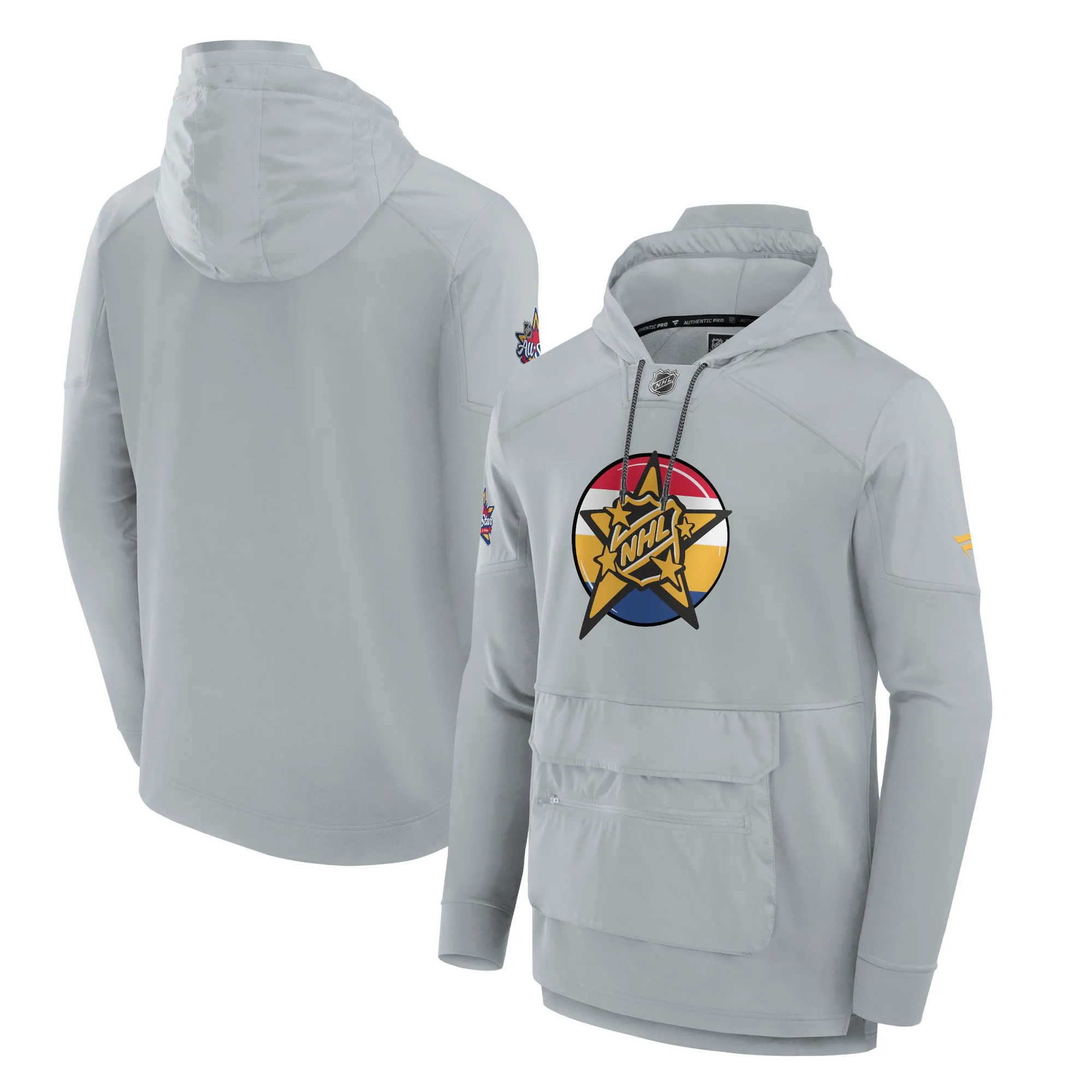 Men's  Fanatics Gray 2024 NHL All-Star Game Authentic Pro Tech Fleece Pullover Hoodie