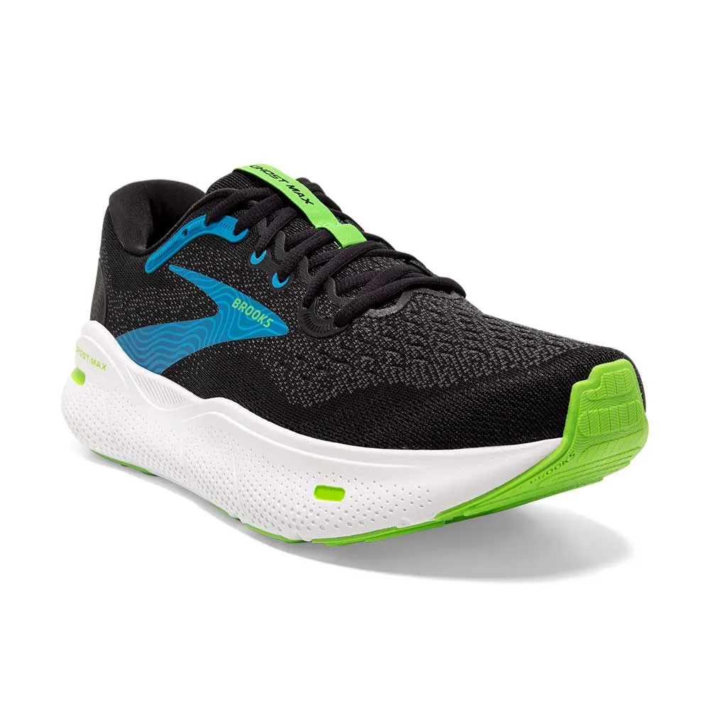Men's Ghost Max Running Shoe - Black/Atomic Blue/Jasmine- Wide (2E)