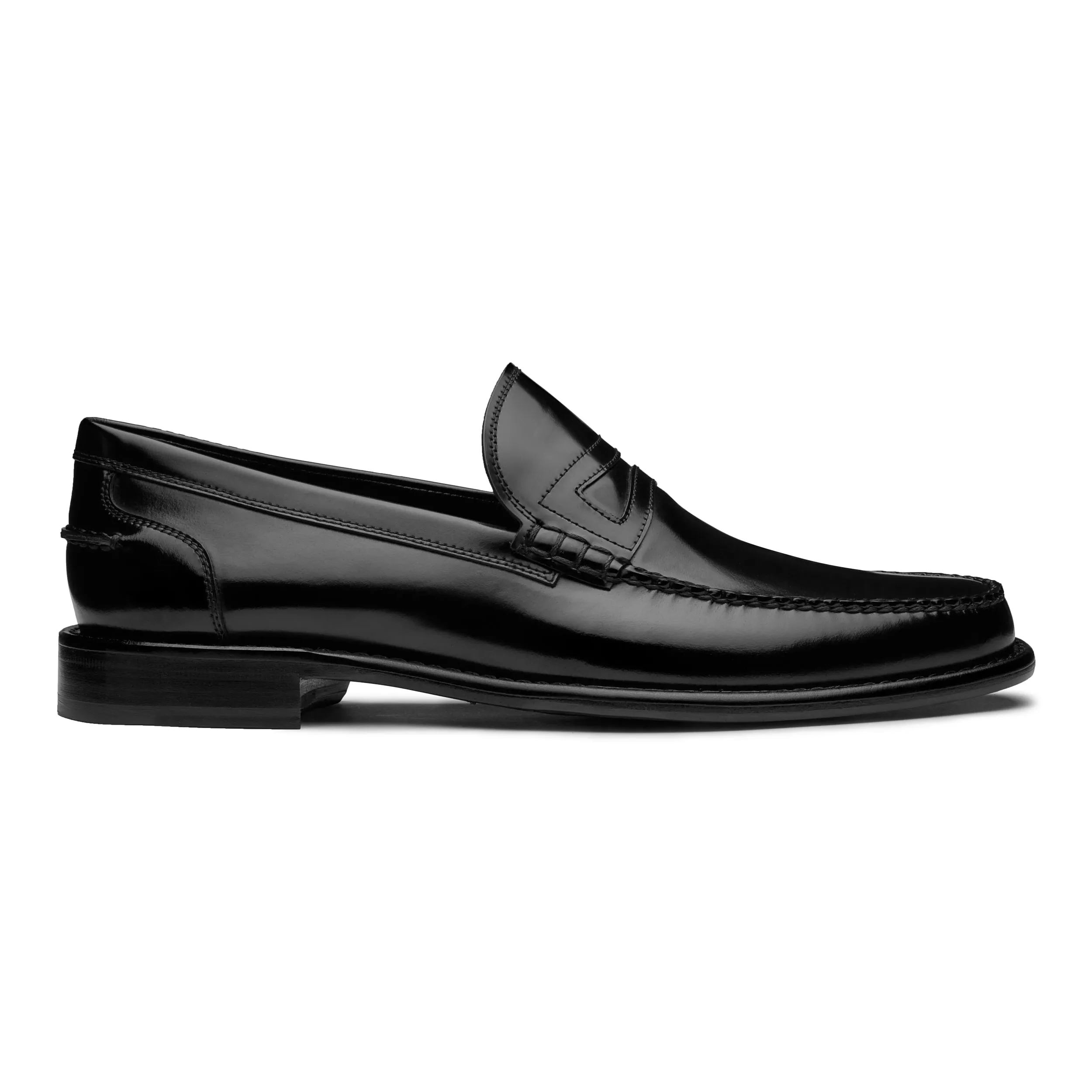 Men’s Glossy Black Leather Traditional Loafers