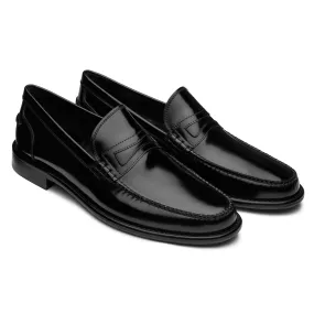 Men’s Glossy Black Leather Traditional Loafers