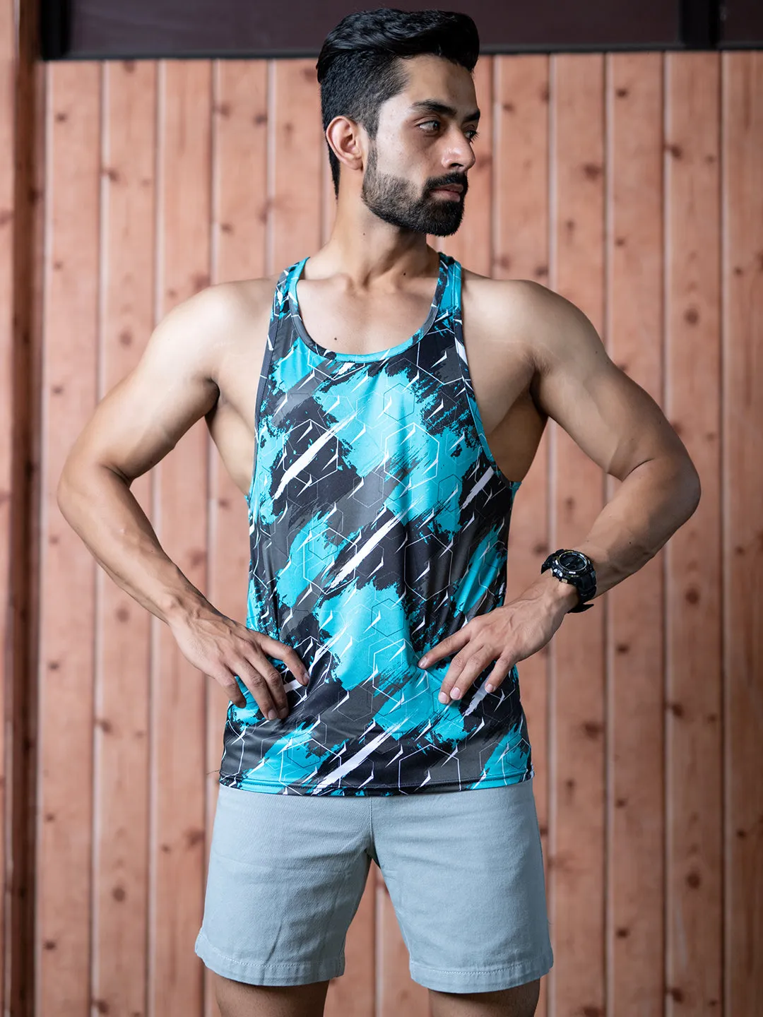 Mens Gym T-Back Stringer Sleeveless Sports Vest