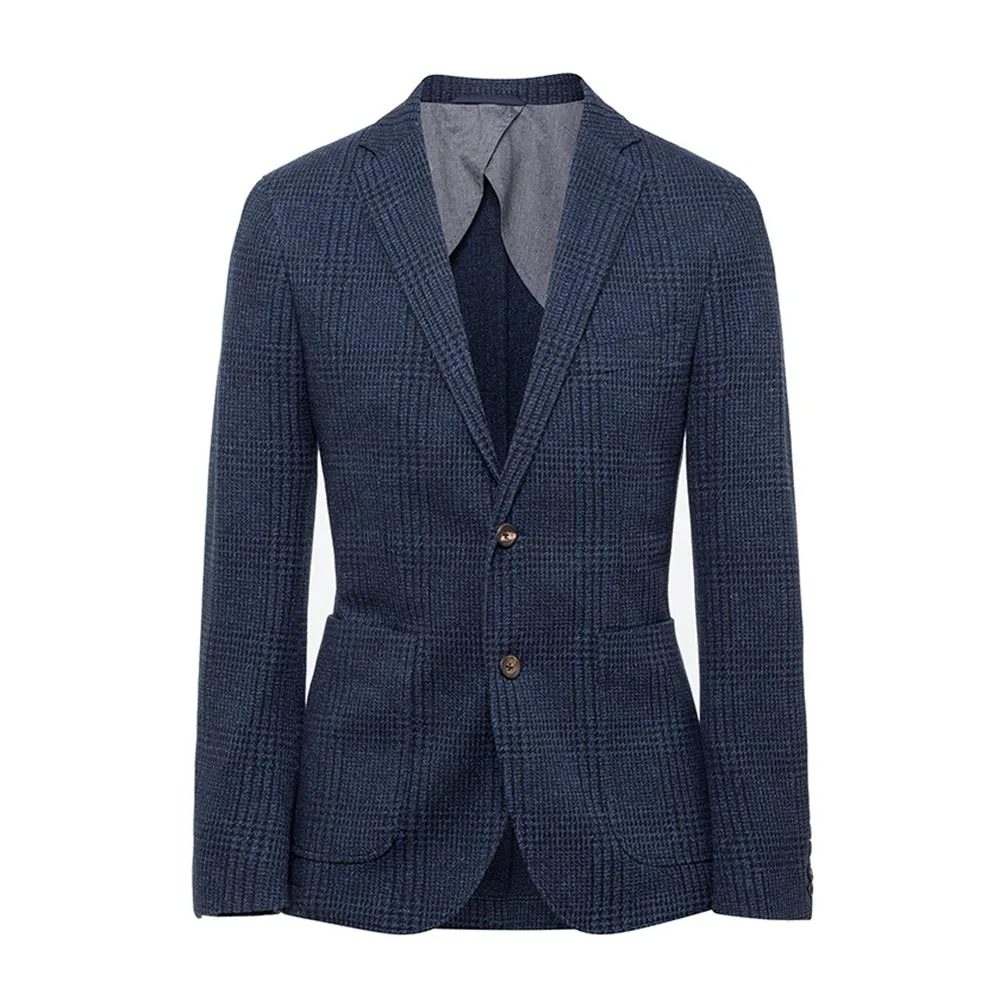 Men's Hackett, Mayfair Check Knit Jacket in Blue