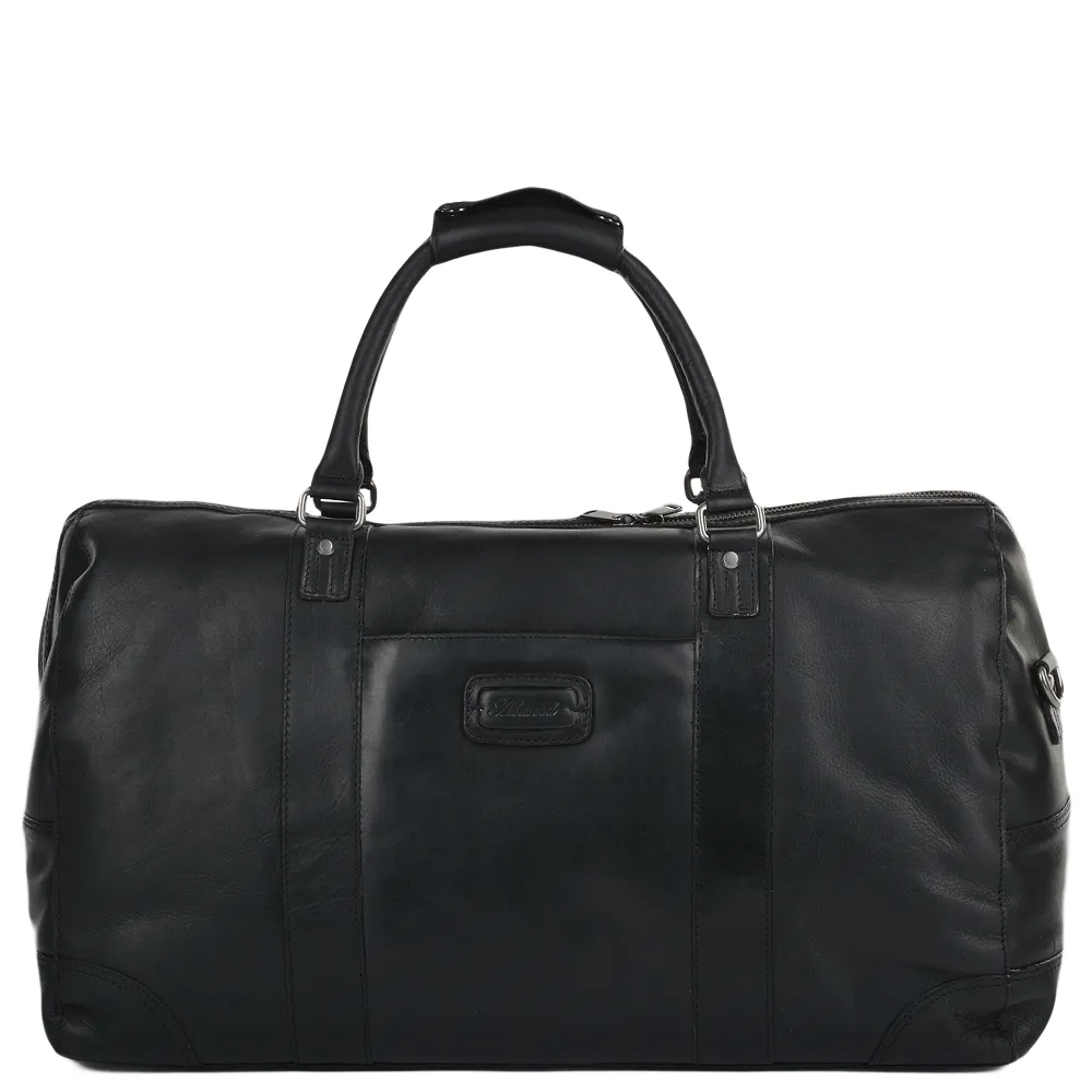 Mens Leather Travel Bag Black : Francis
