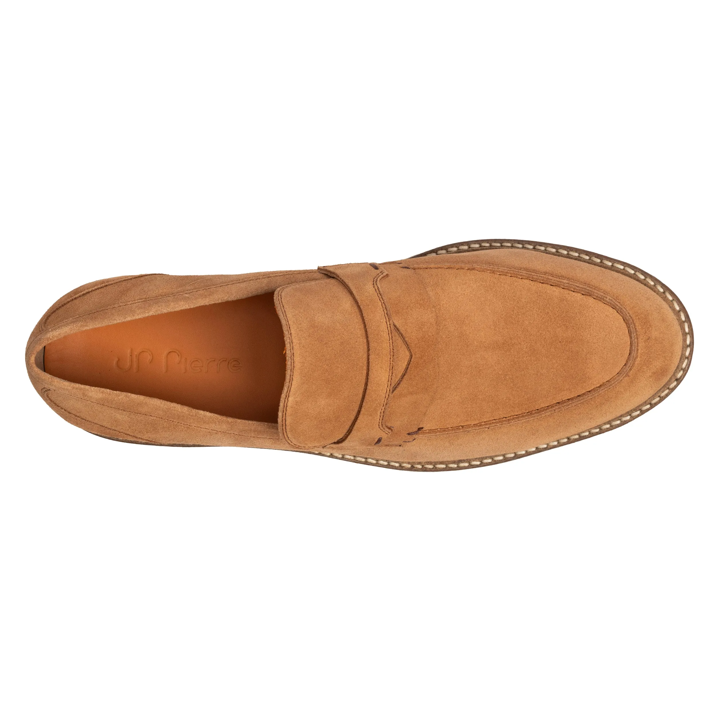 Men’s Light Tan Cognac Suede Loafers With Ruber Sole