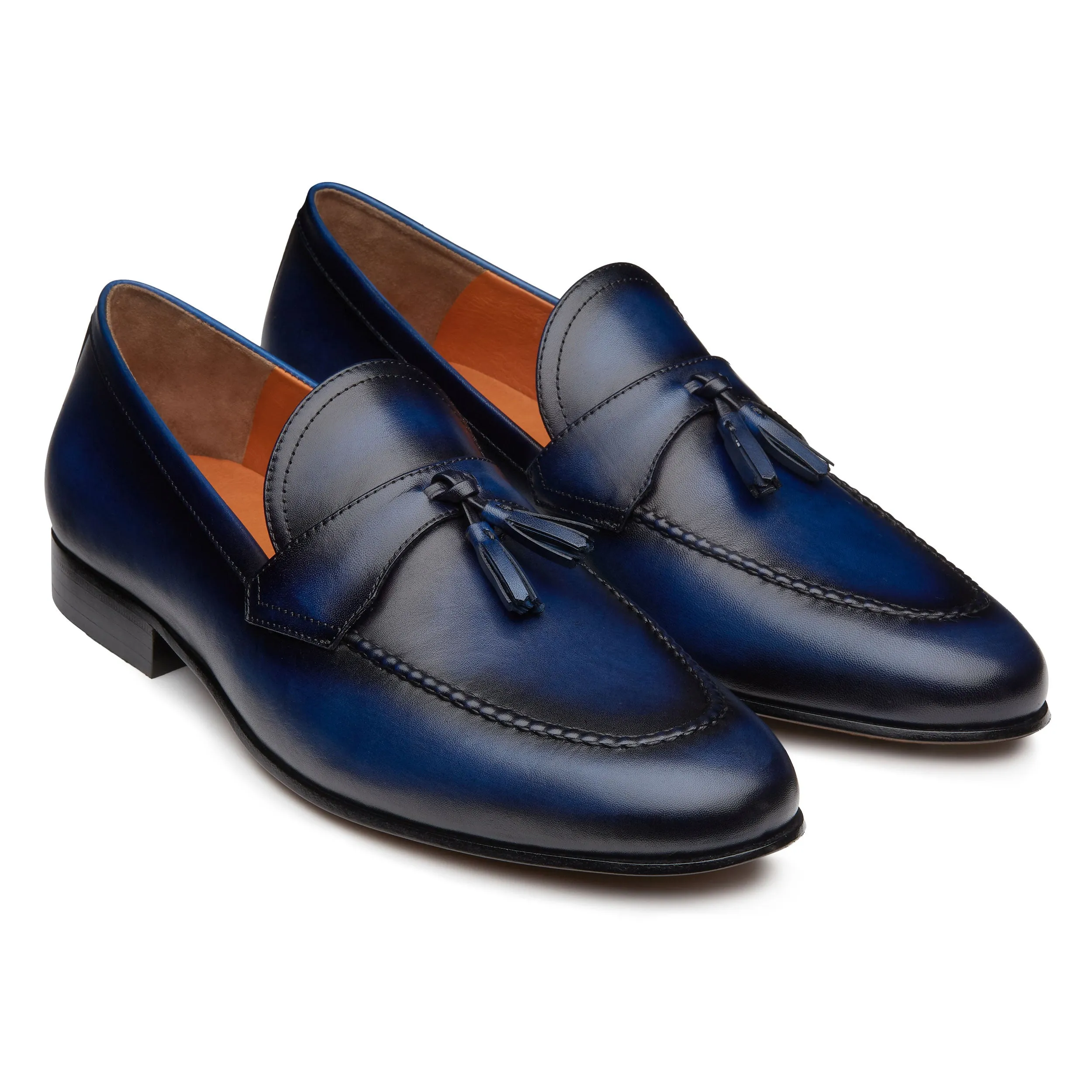 Men's Navy Tassel Leather Loafers