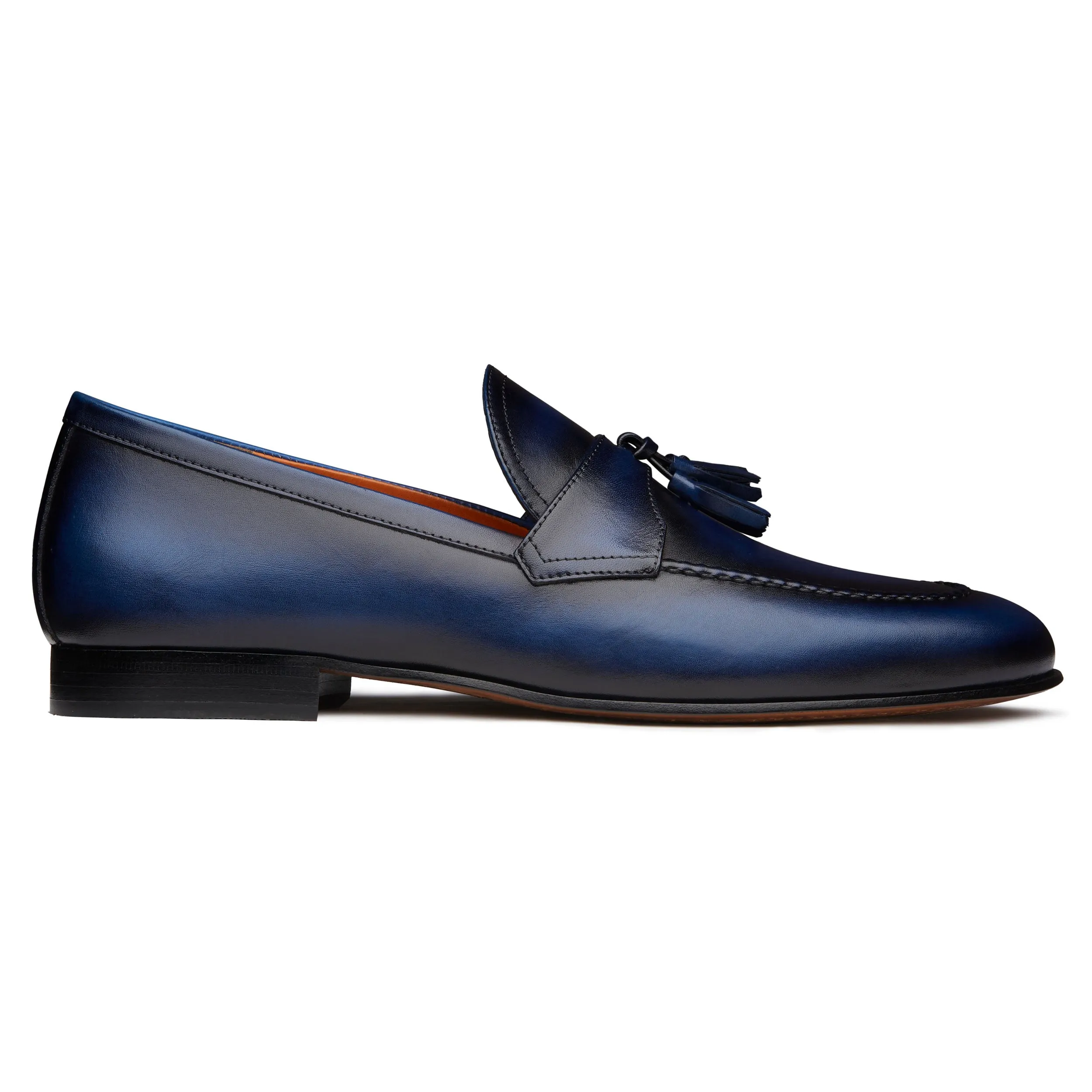 Men's Navy Tassel Leather Loafers