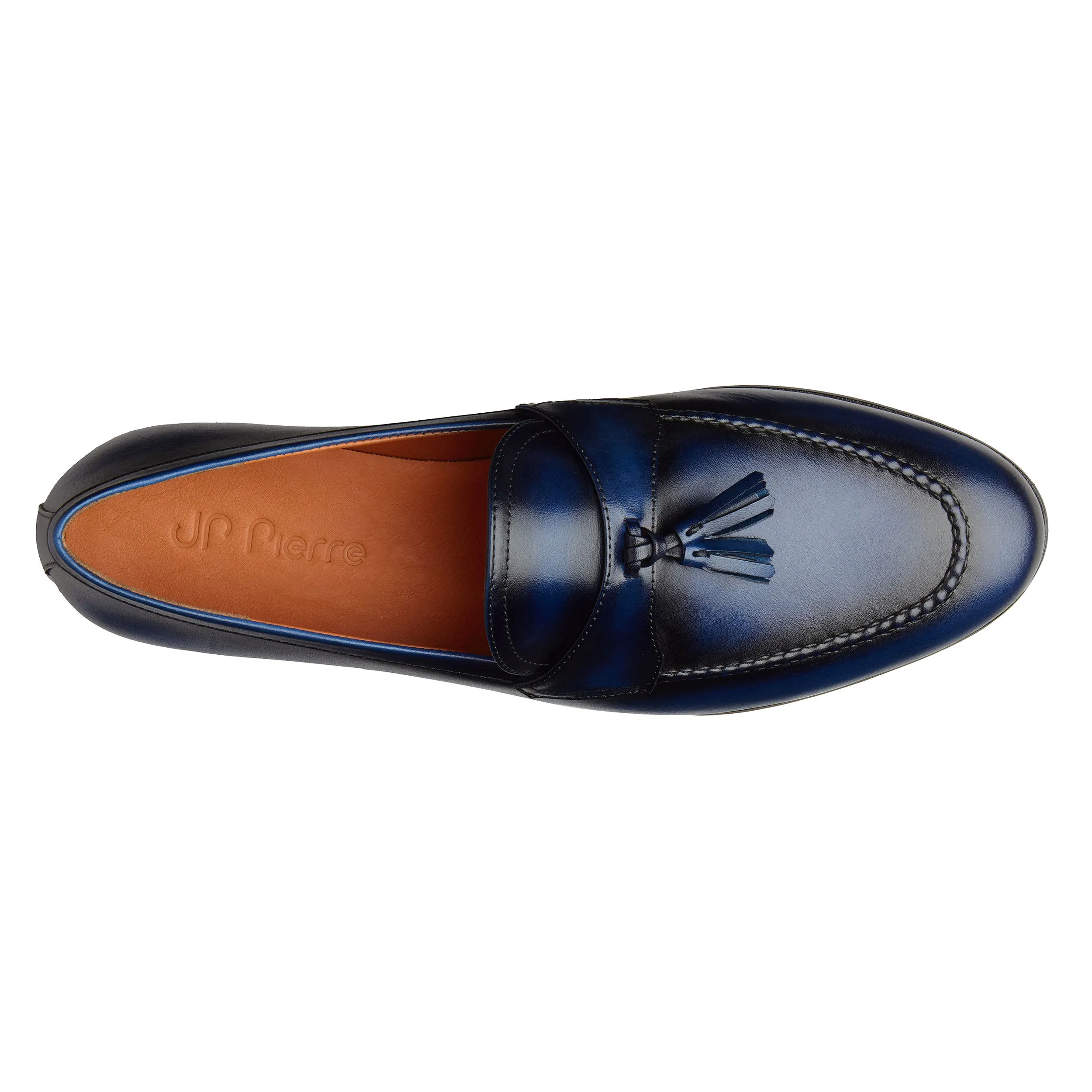 Men's Navy Tassel Leather Loafers