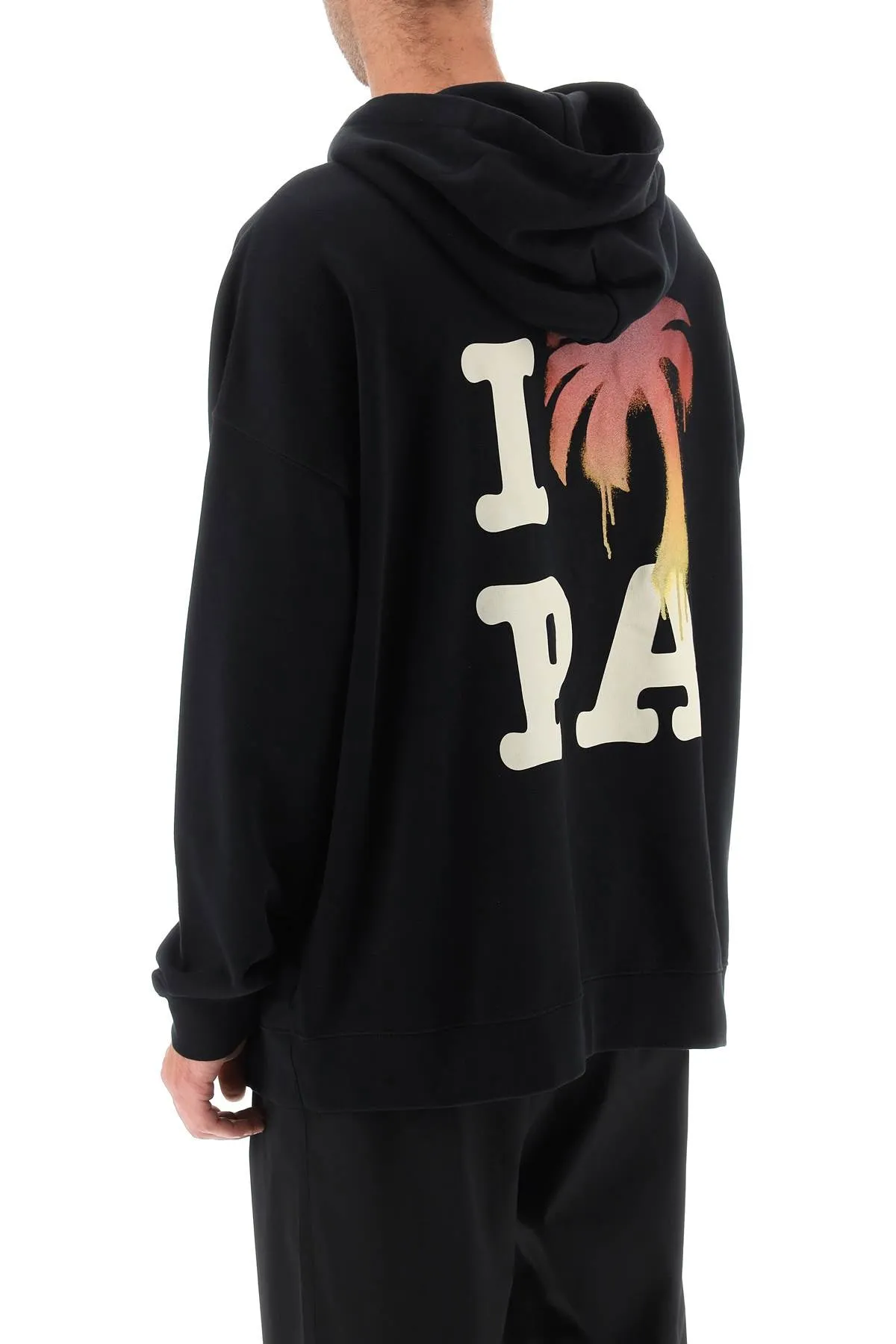Men's Paint-Print Cotton Hoodie with Logo Detail by Palm Angels