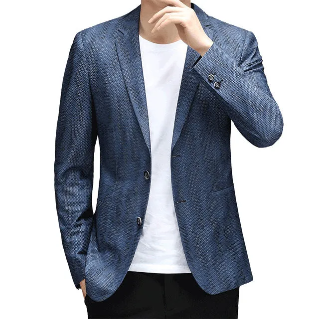 Men's Spring and Summer Casual Serpentine Jacquard Breathable Blazer