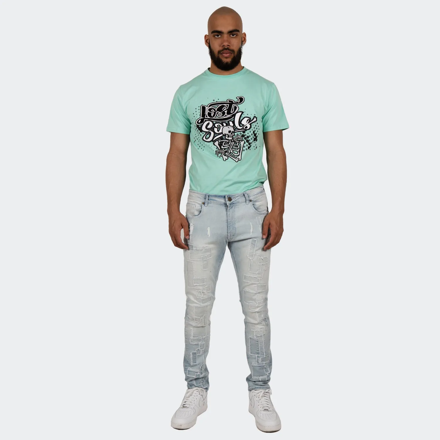 Men's TWO MILL TWENTY Humboldt Slim Fit Stitched Denim Jeans Light Wash