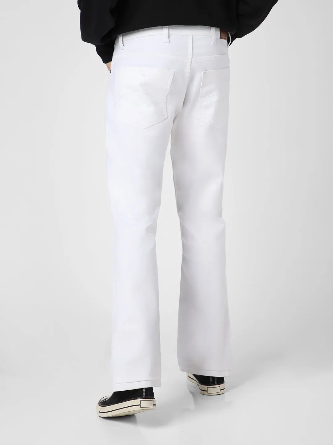 Men's White Washed Bootcut Jeans Stretchable