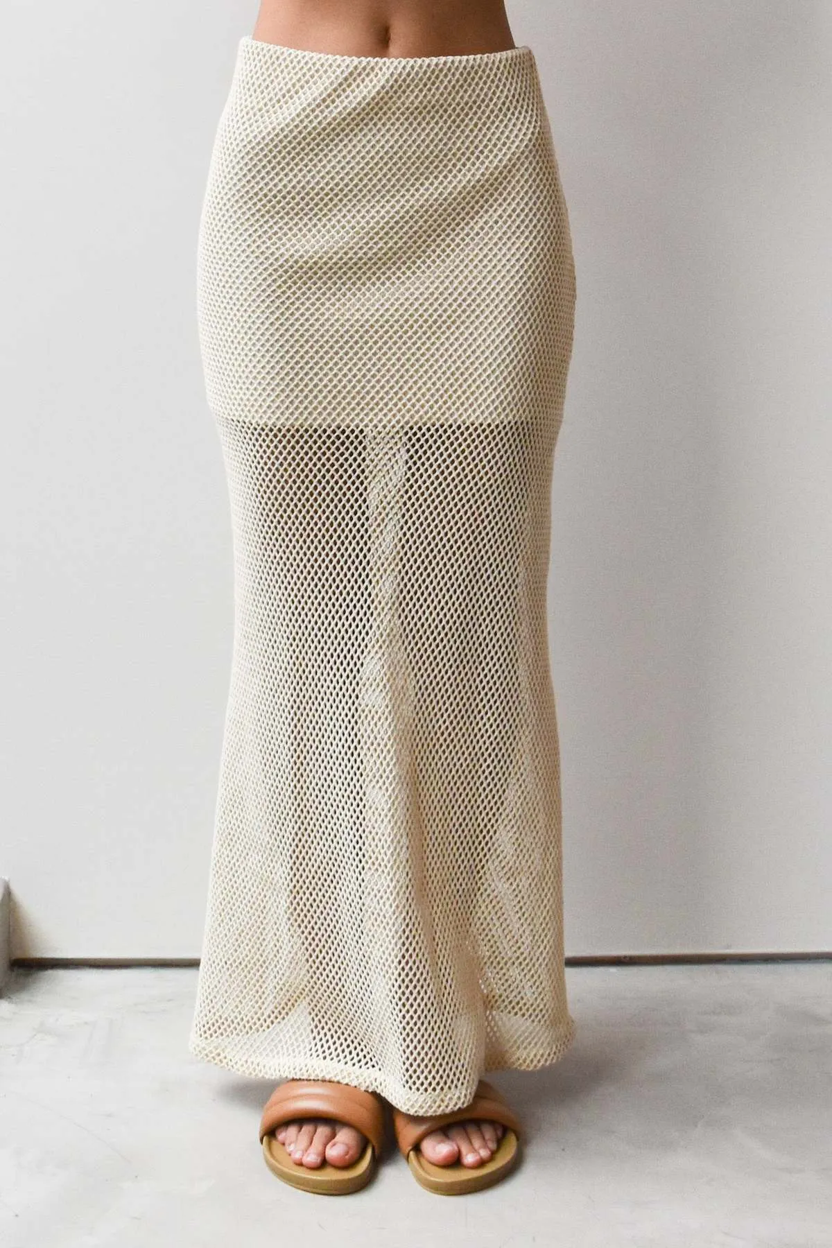 Mesh Long Skirt - Cream