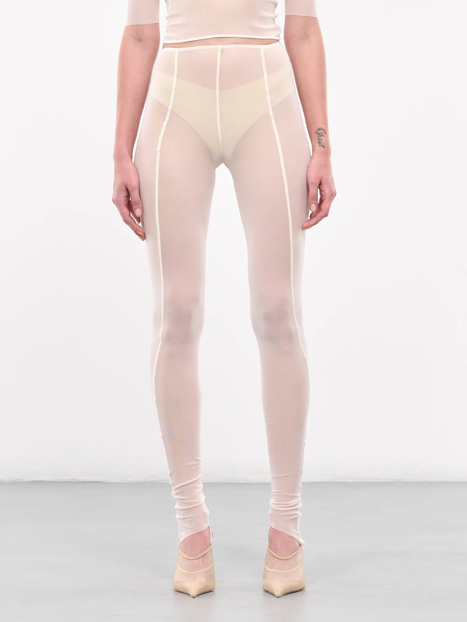 Mesh Toe Leggings (LE01PW-PEARL-WHITE)