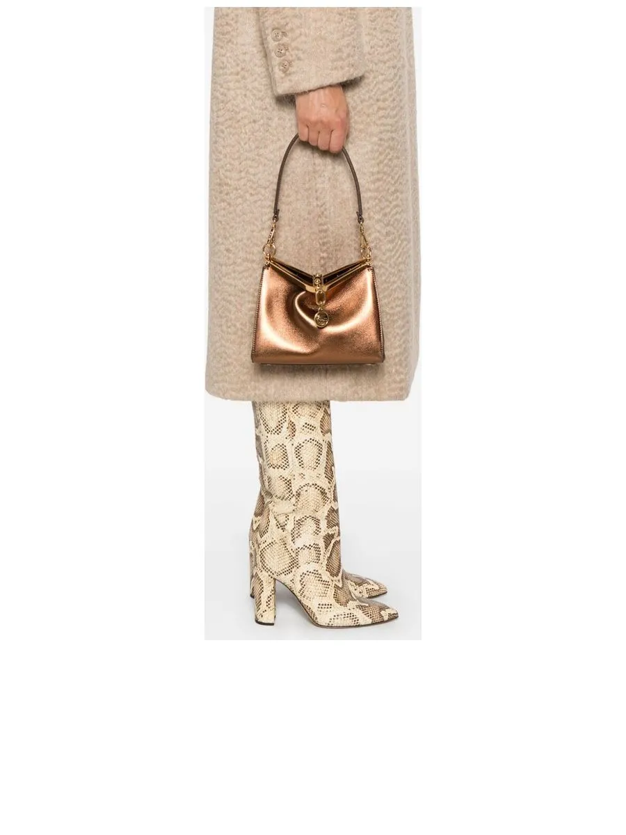 Metallic Finish Leather Shoulder Bag