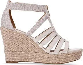 Michael Kors Jilly logo-lettering metallic-effect wedge sandals Gold