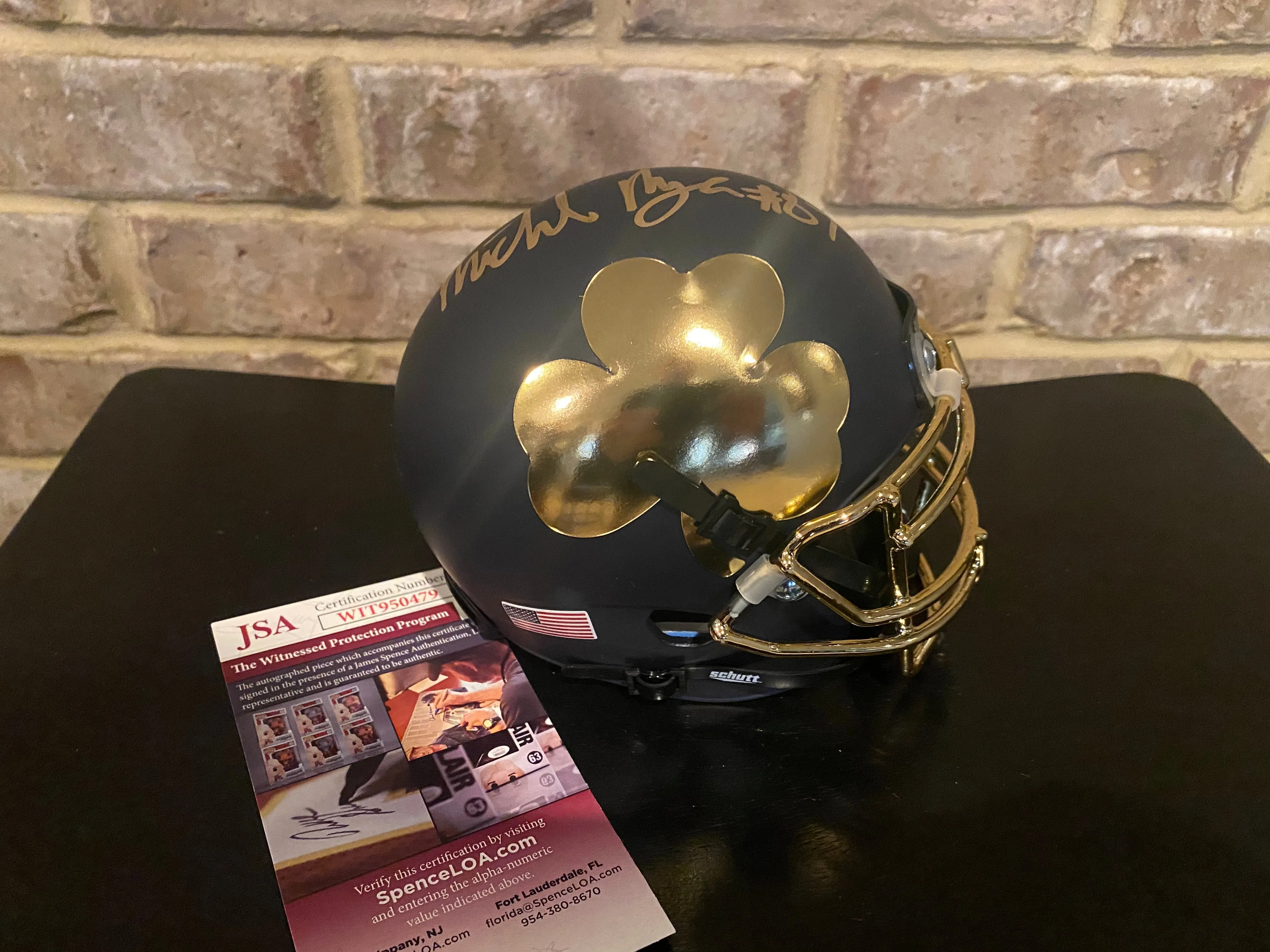 Michael Mayer Signed Notre Dame Blue Mini Helmet