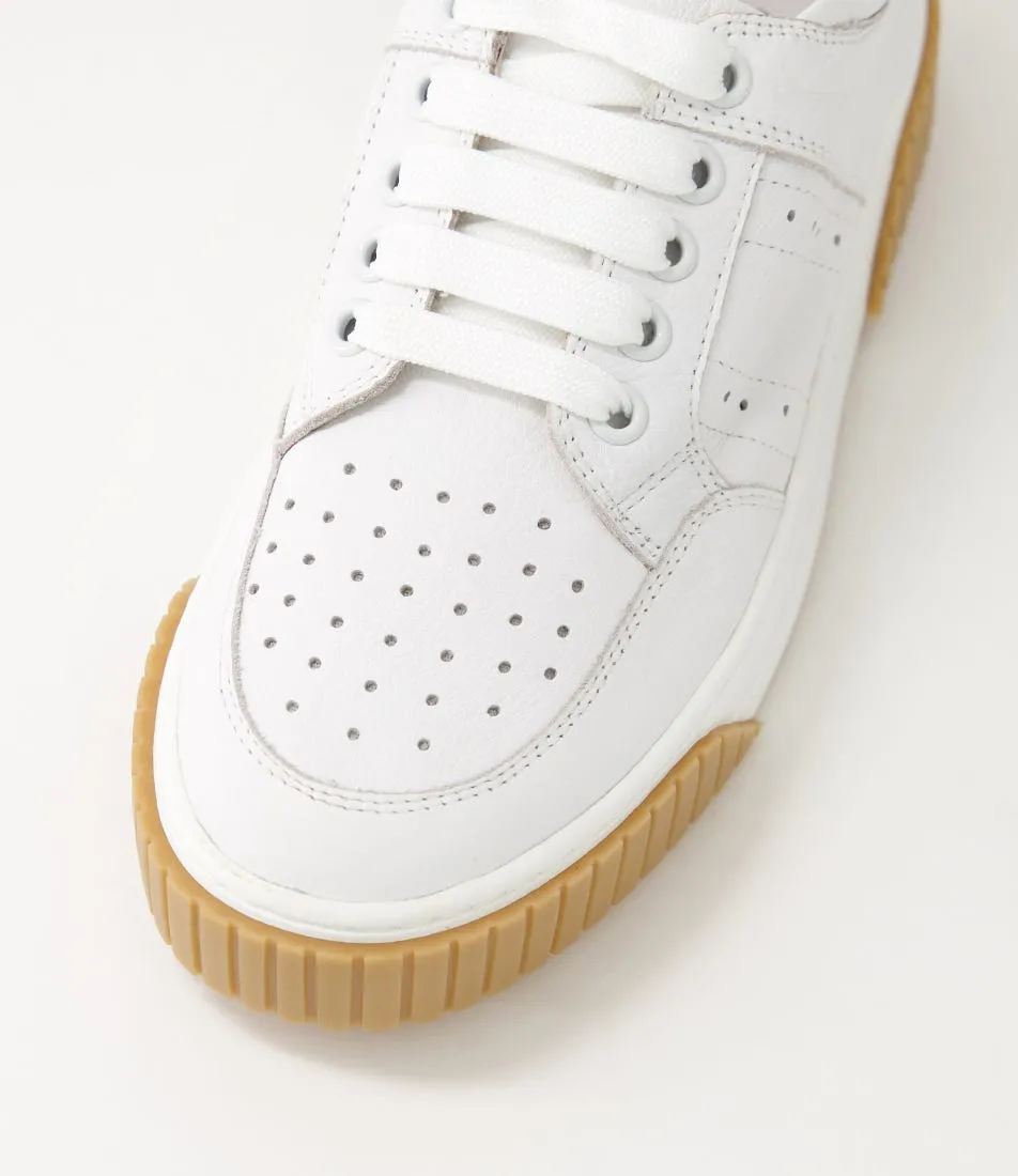 MIDAS Jonor White Gum Leather Sneakers