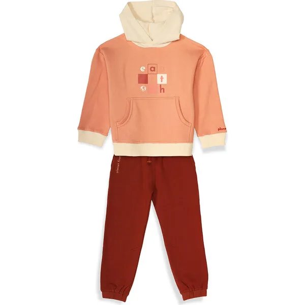 Miko Lolo Planet First For the Earth Joggers Set, Dusty Pink And Red