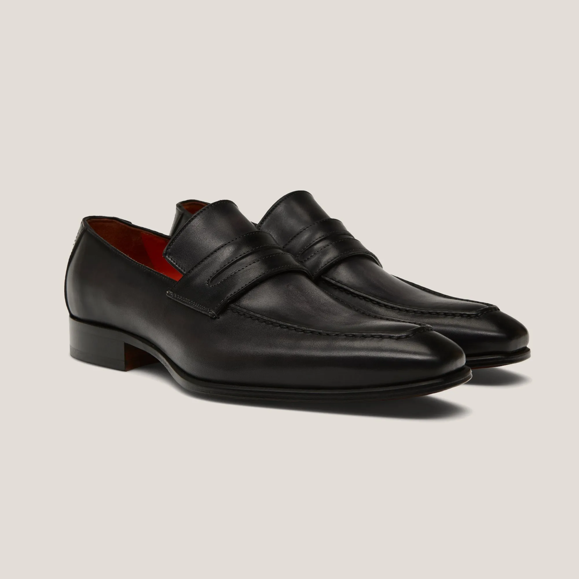 Milano Dark Grey Leather Penny Loafers