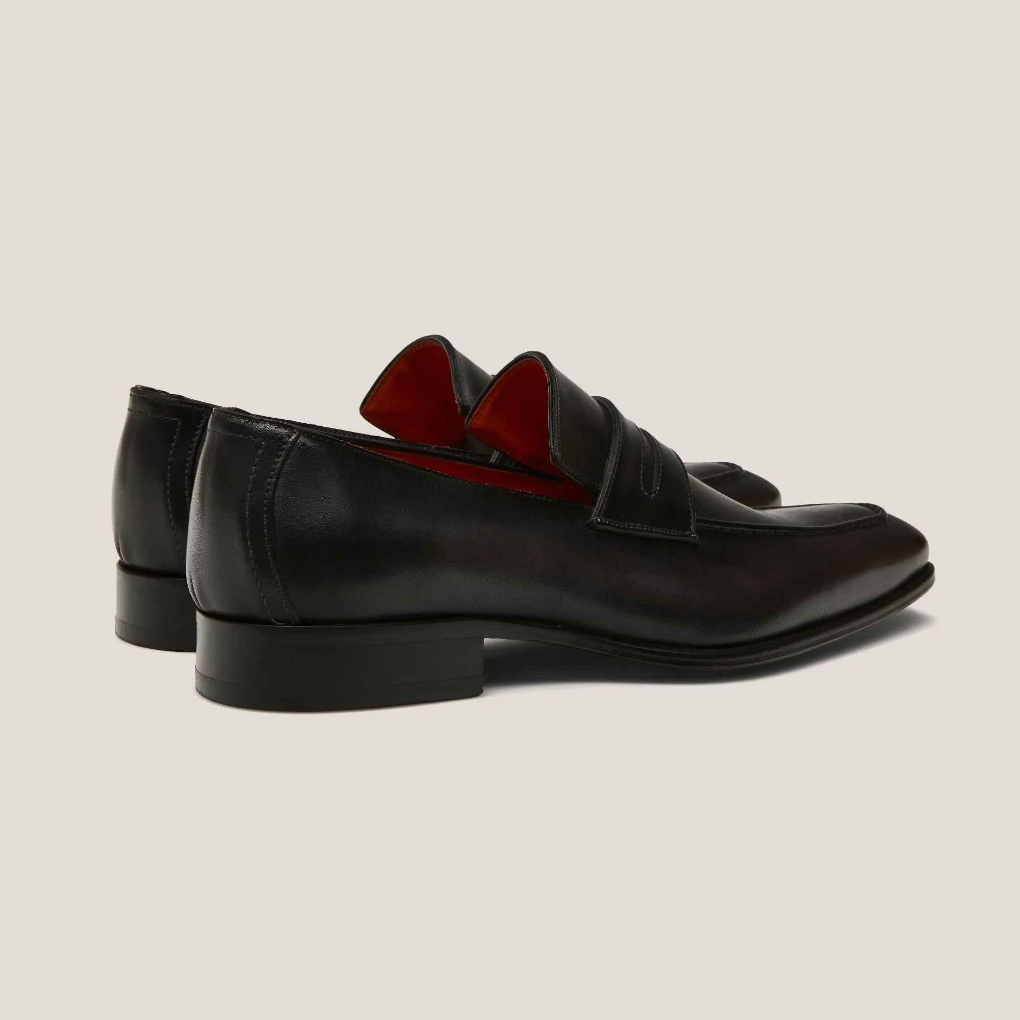 Milano Dark Grey Leather Penny Loafers