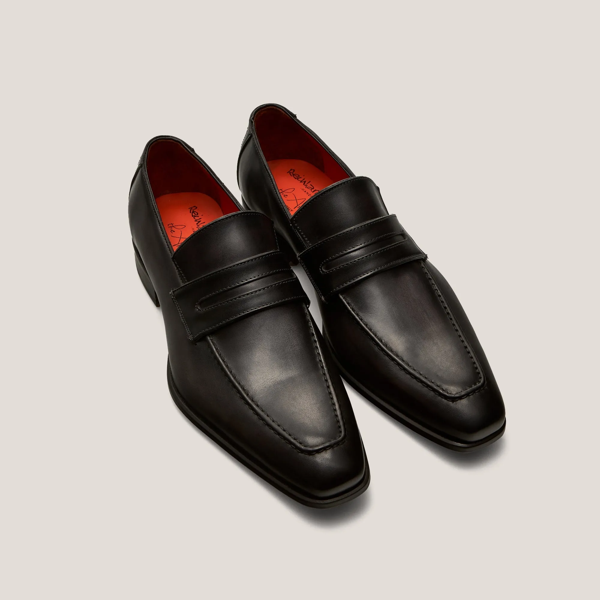 Milano Dark Grey Leather Penny Loafers