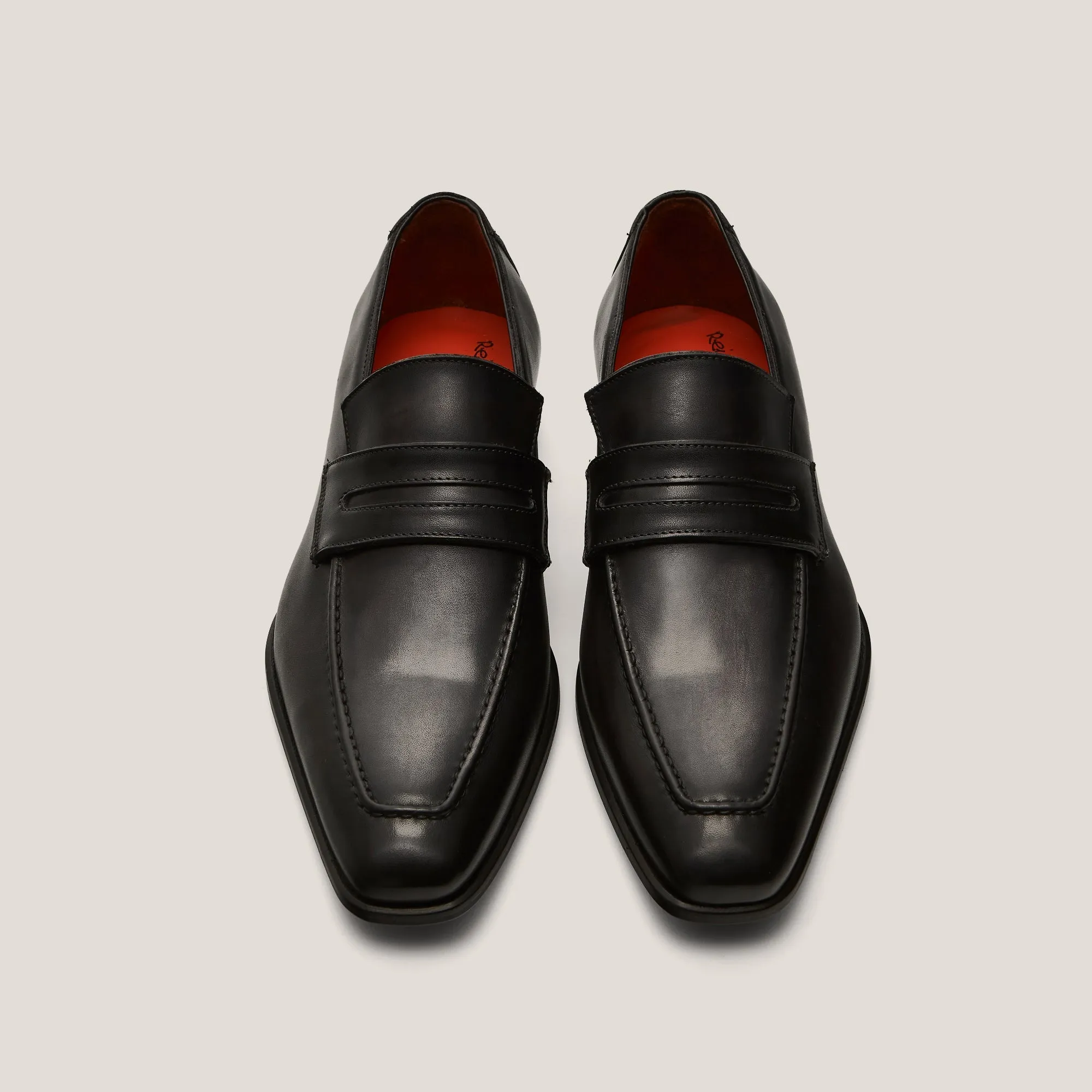 Milano Dark Grey Leather Penny Loafers