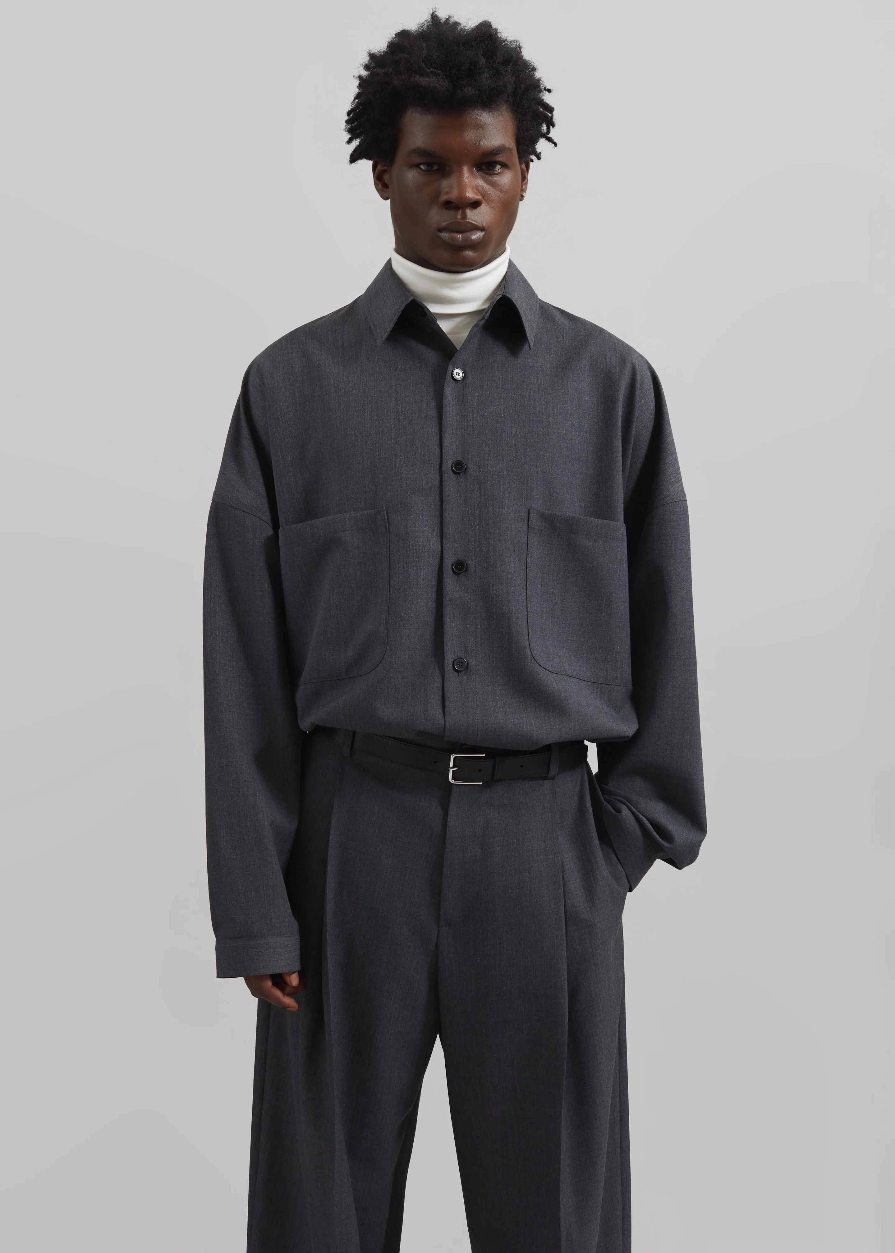 Milton Wool Blend Trousers - Dark Grey