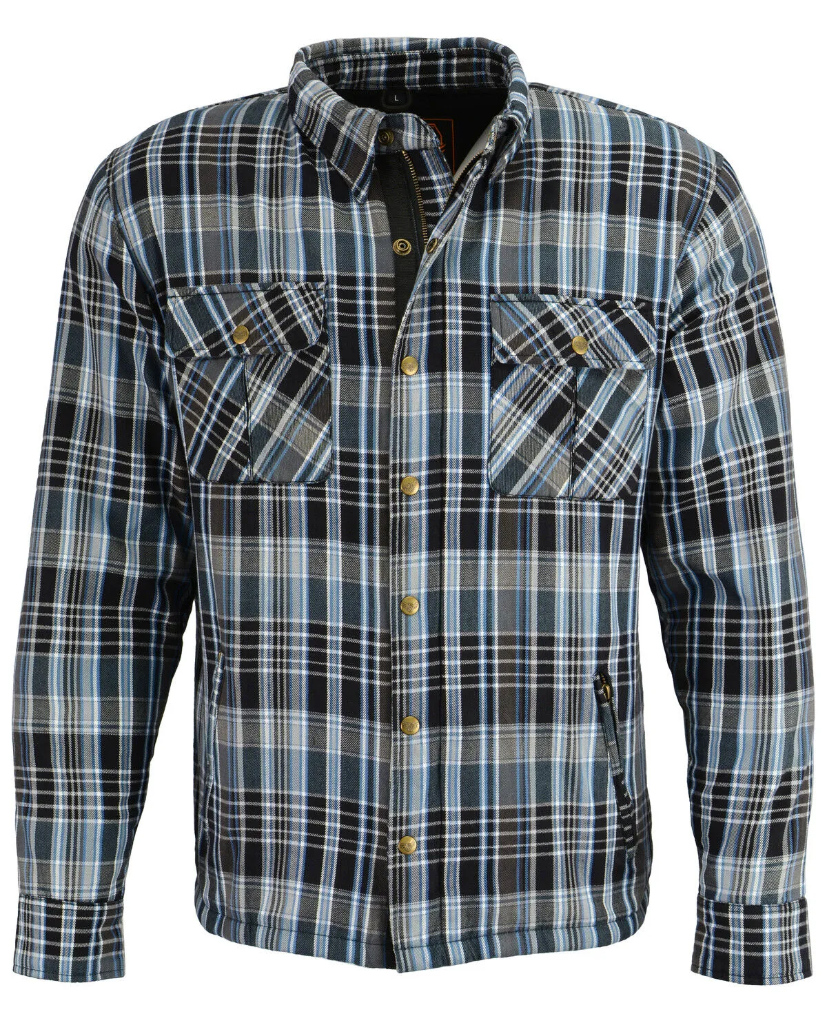 Milwaukee Performance Men's Black/White/Blue Aramid Flannel Biker Jacket
