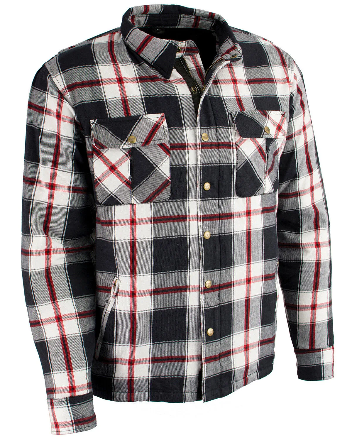 Milwaukee Performance Men's Black/White/Red Aramid Flannel Biker Jacket - 3X