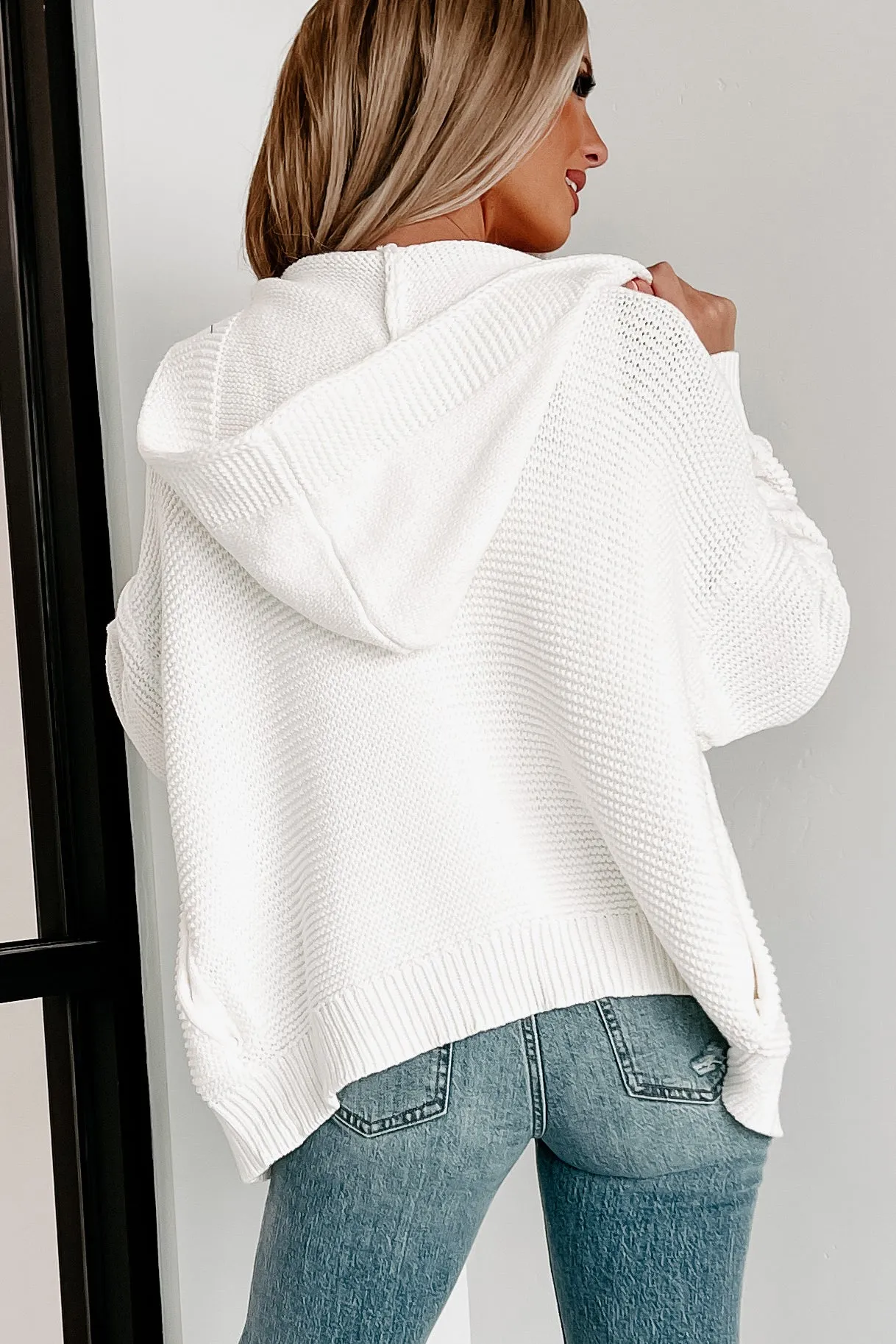 More Power To You Open Front Hooded Cardigan (Ivory)