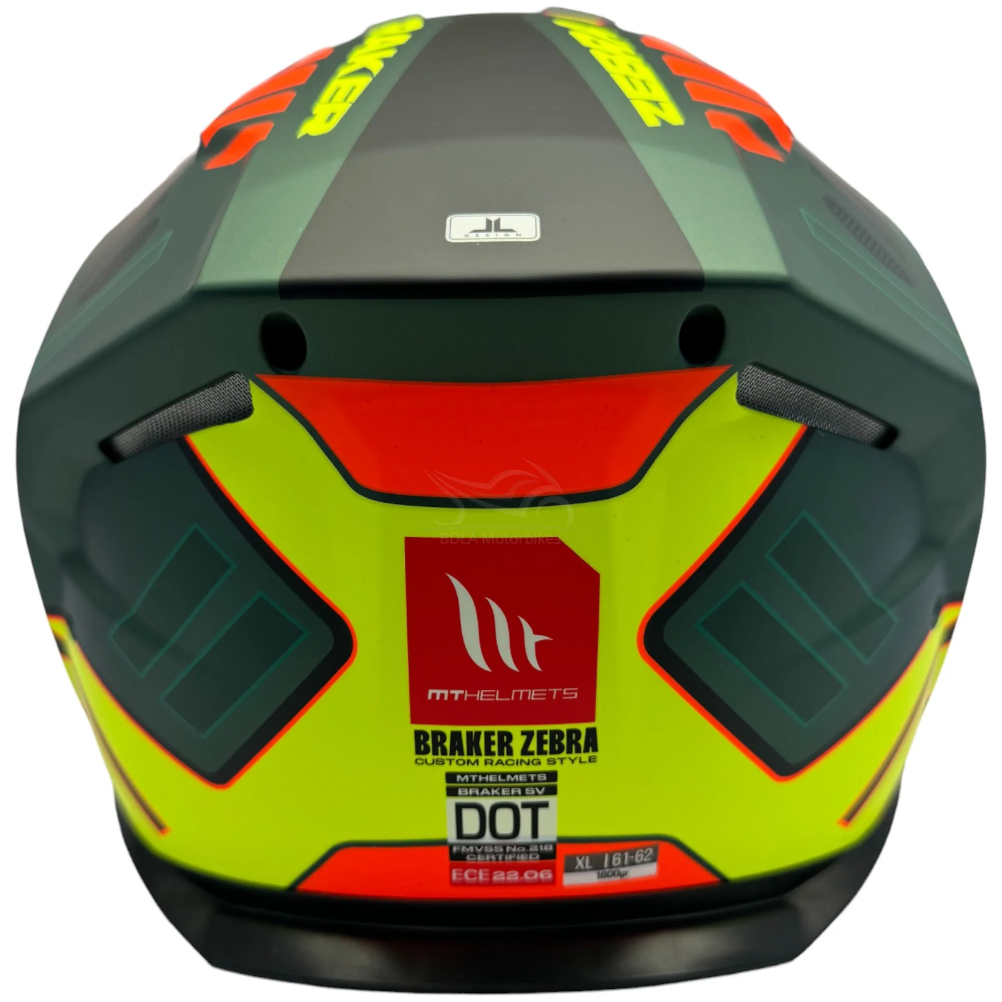 MT Braker Zebra Helmet - Black/Green