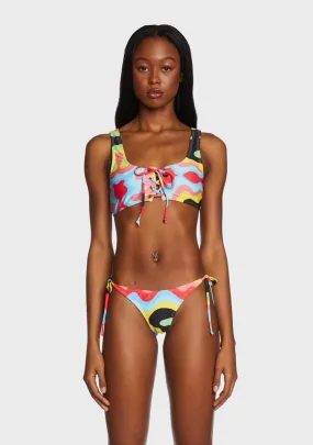 Multi Wave Print Bikini Top-