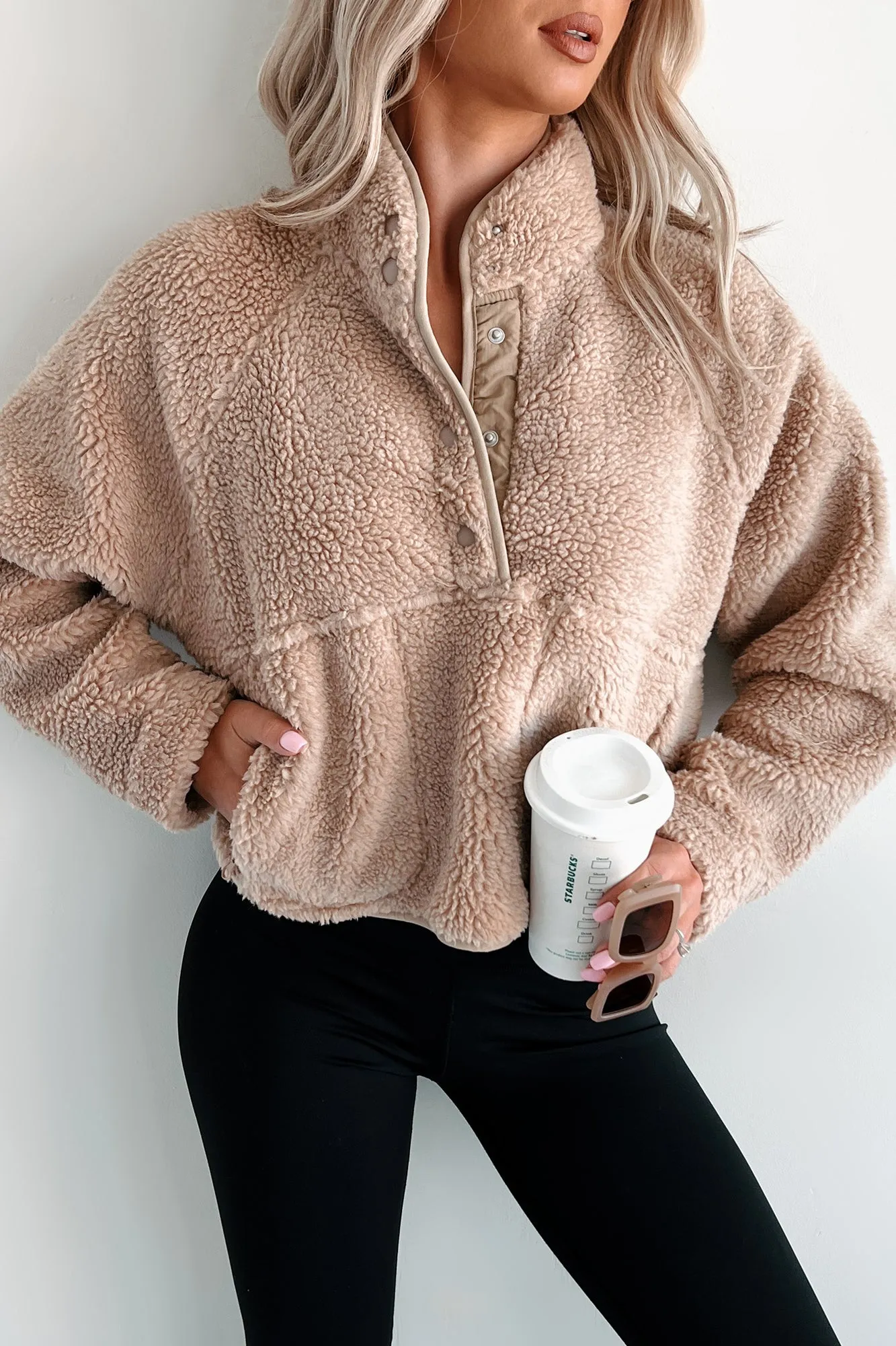 My Cozy Life Sherpa Teddy Pullover (Beige)