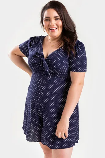 Nakia Polka Dot Tie Front Romper