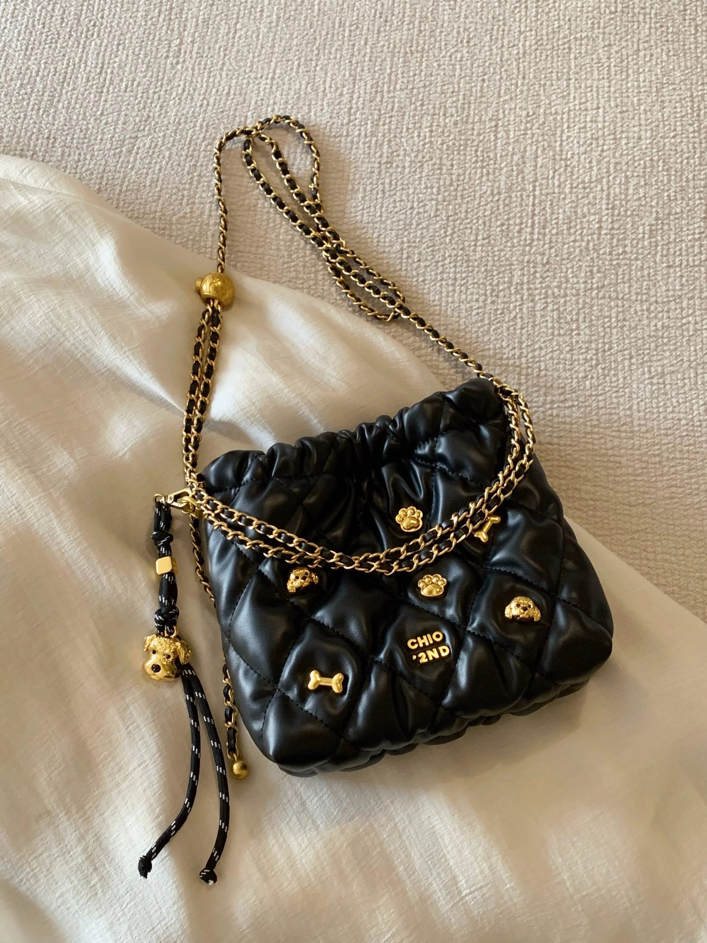 Nanfeng chio2nd bread puppy dazzling Milan tote bag women's rhombus chain shoulder crossbody bag